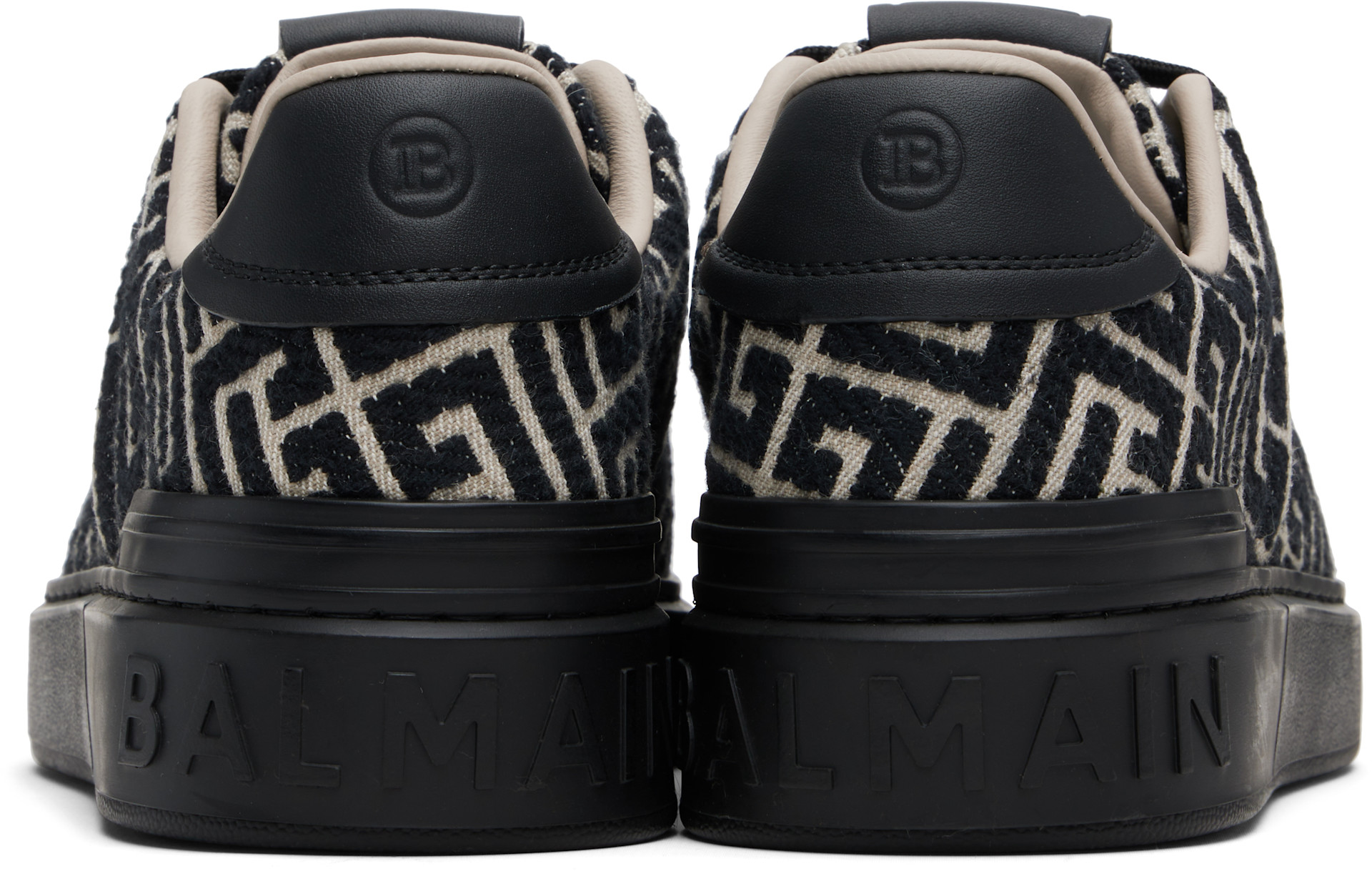BALMAIN: Black B-Court Monogram Sneakers | SSENSE