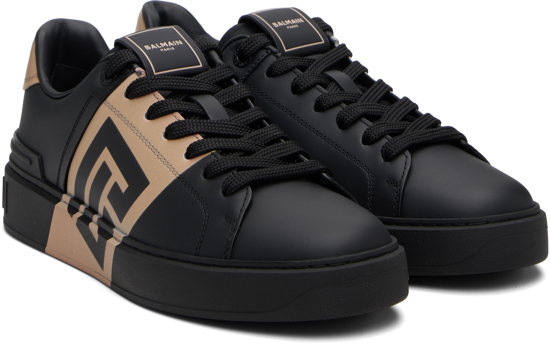 Balmain: ブラック＆タン B-Court スニーカー | SSENSE 日本