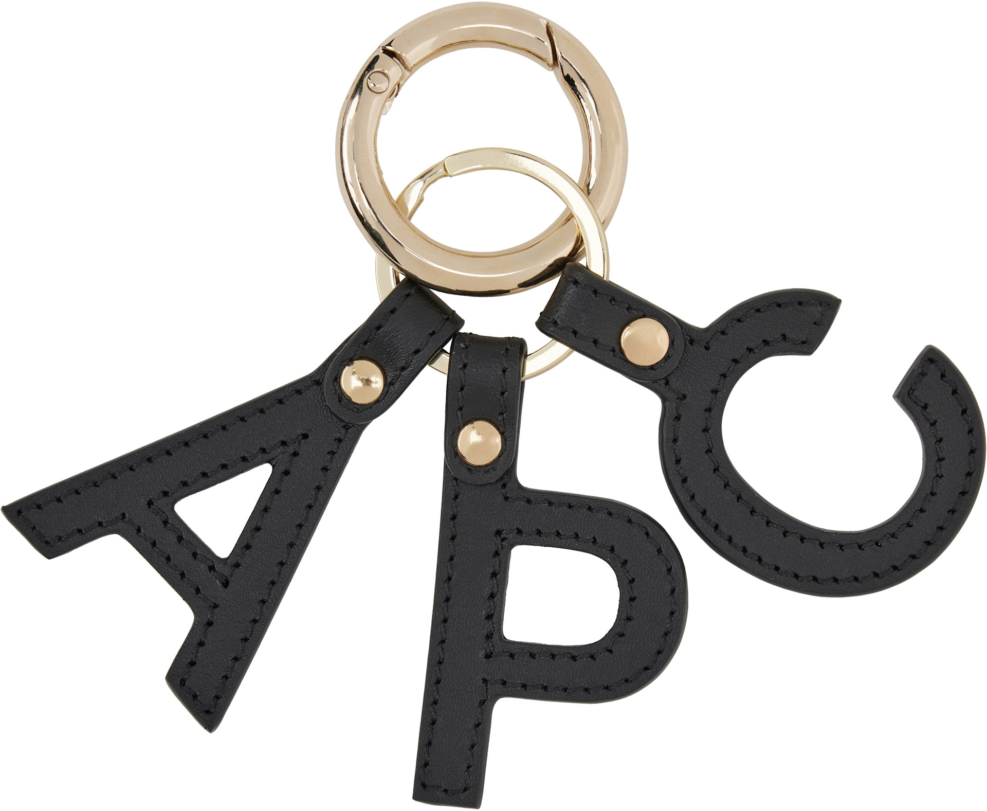 A.P.C.: ゴールド＆ブラック Lettres 'A.P.C.' キーホルダー | SSENSE 日本