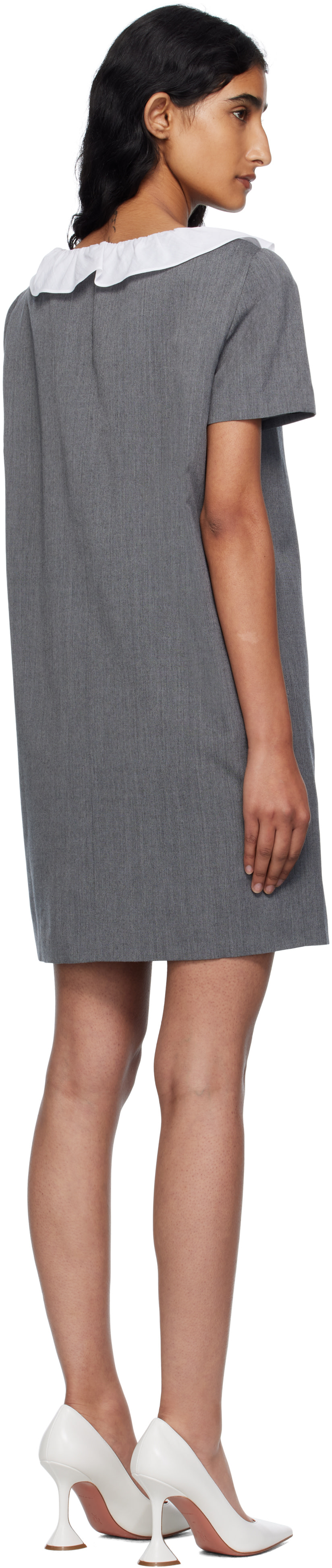 Pushbutton - Robe courte grise à garniture à volant