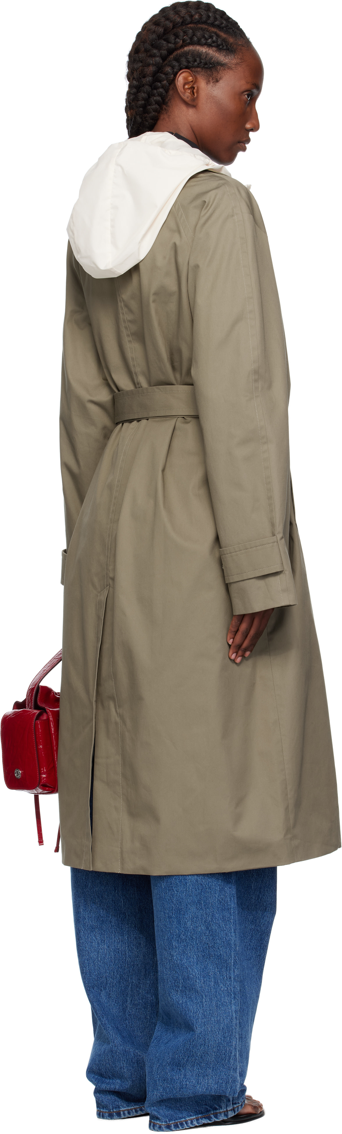 Pushbutton: Khaki Hooded Single Trench Coat | SSENSE Canada