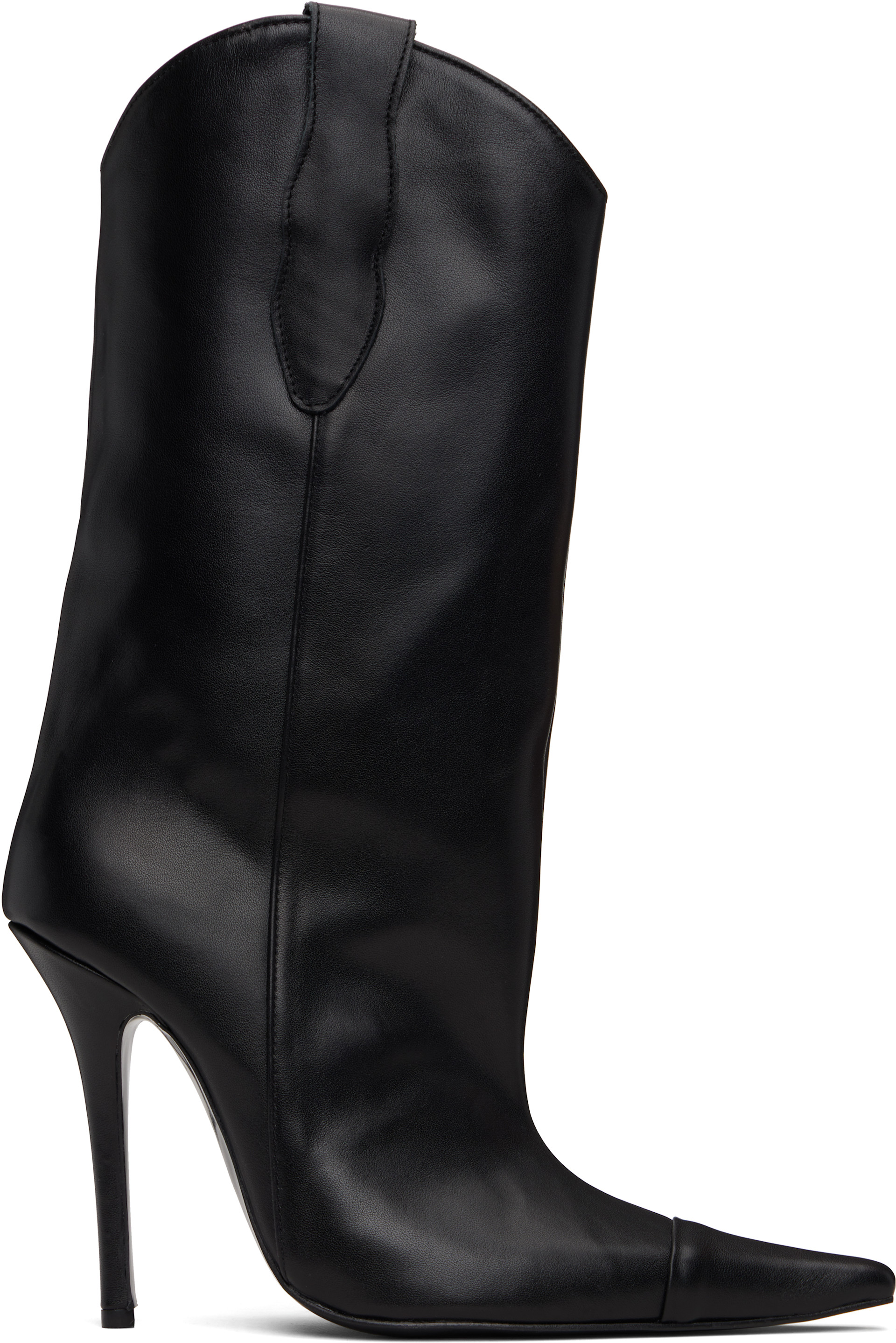 Pushbutton - Bottes de cowboy hauteur mi-mollet noires
