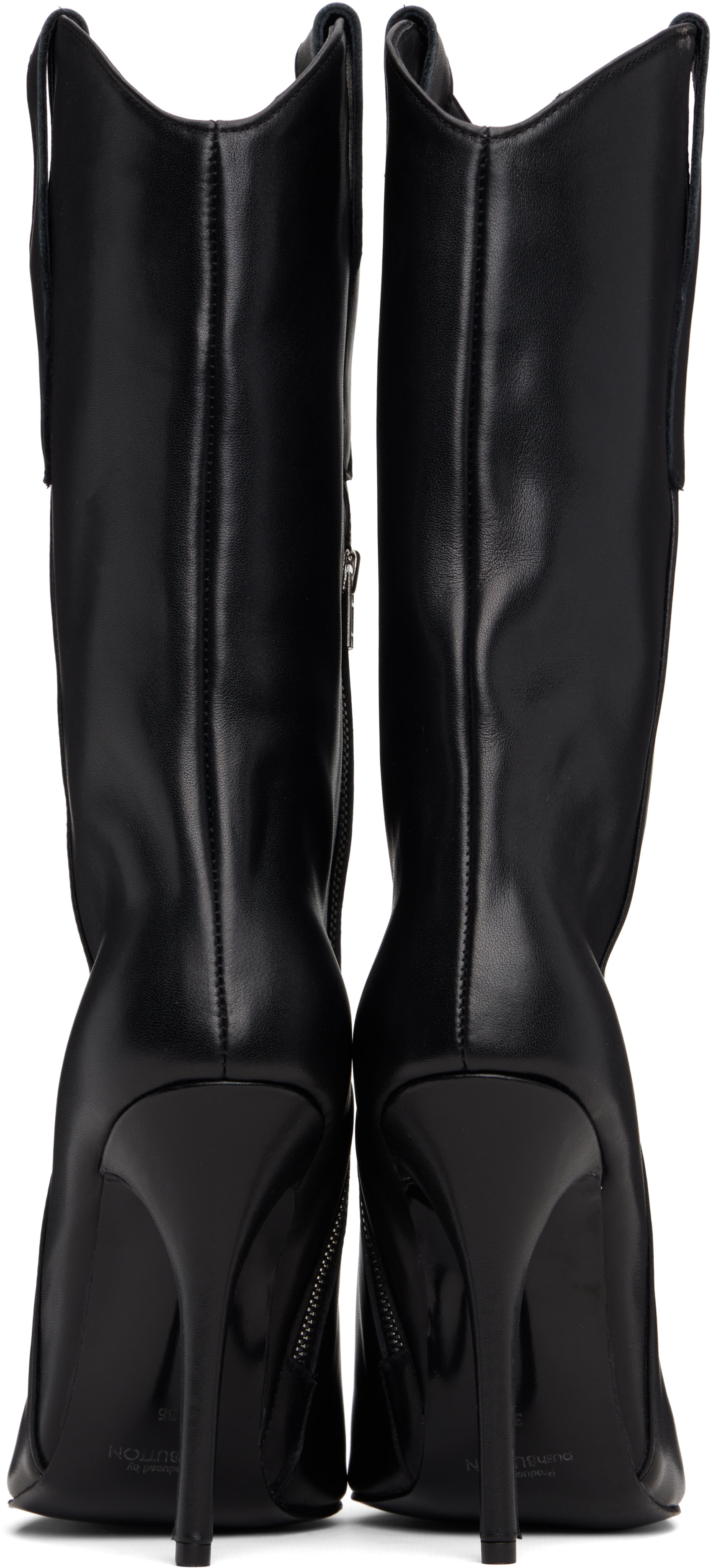 Pushbutton - Bottes de cowboy hauteur mi-mollet noires