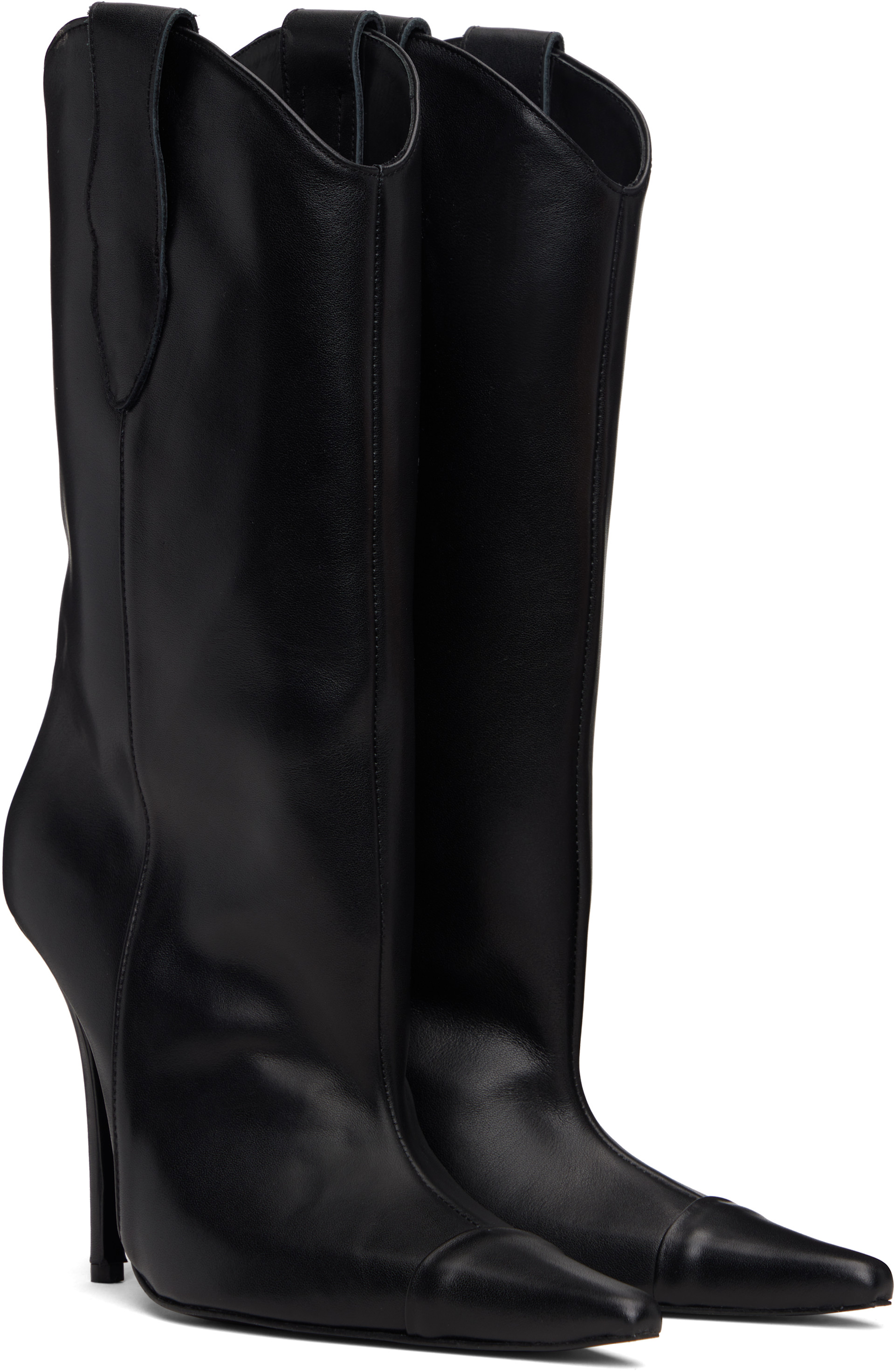Pushbutton - Bottes de cowboy hauteur mi-mollet noires