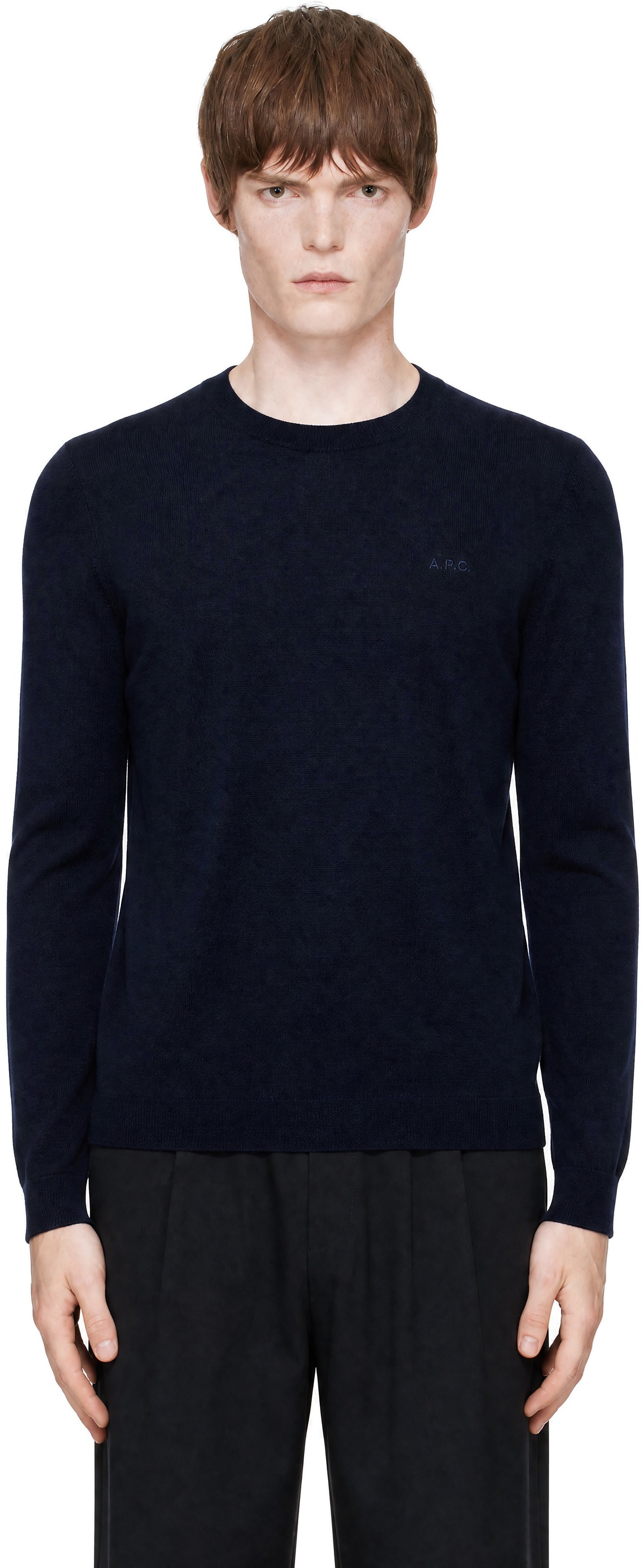 A.P.C. - Pull Matt bleu marine à logo