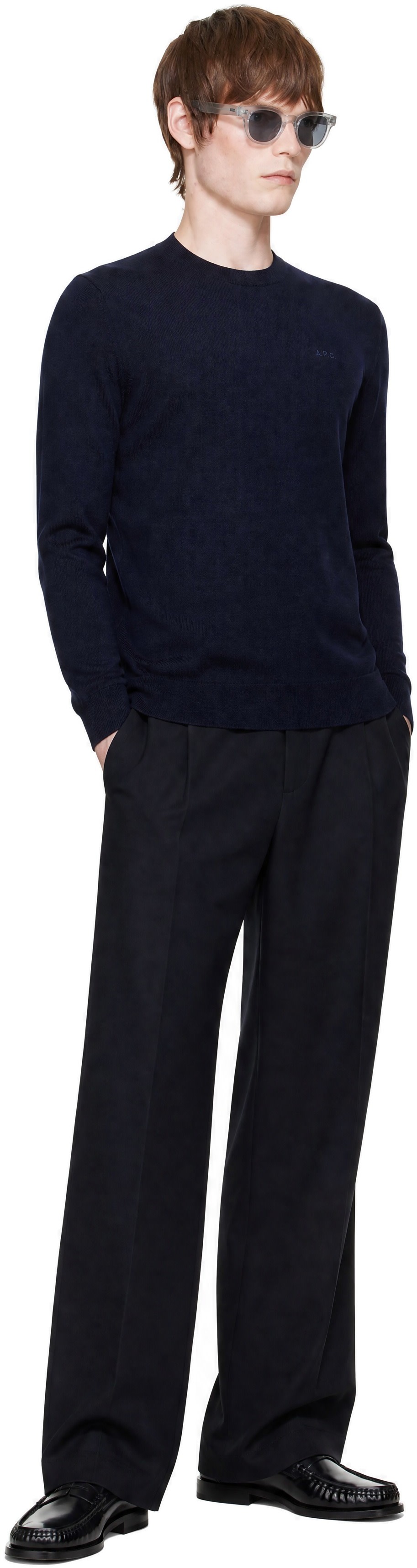 A.P.C. - Navy Matt Logo Sweater