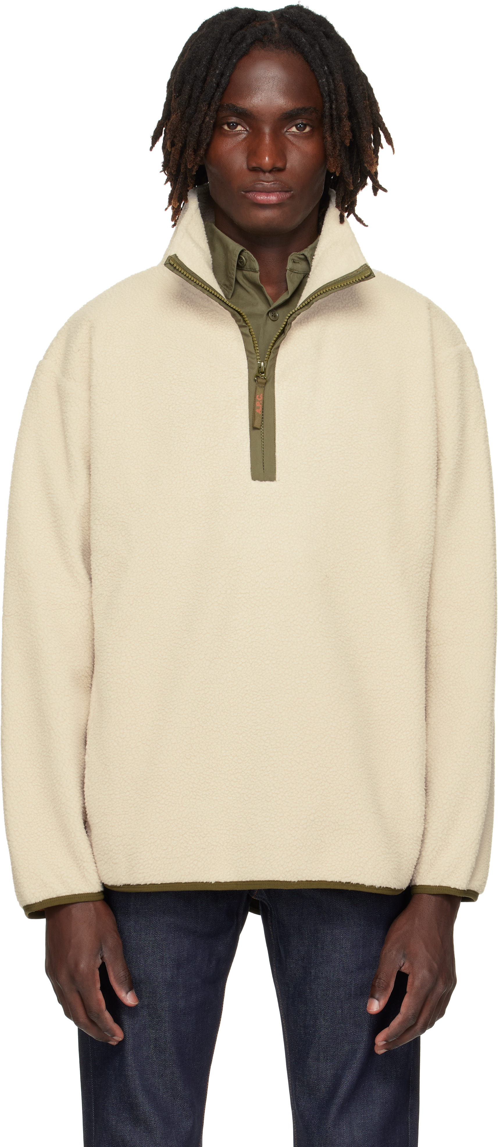 A.P.C. - Pull molletonné Willy blanc cassé