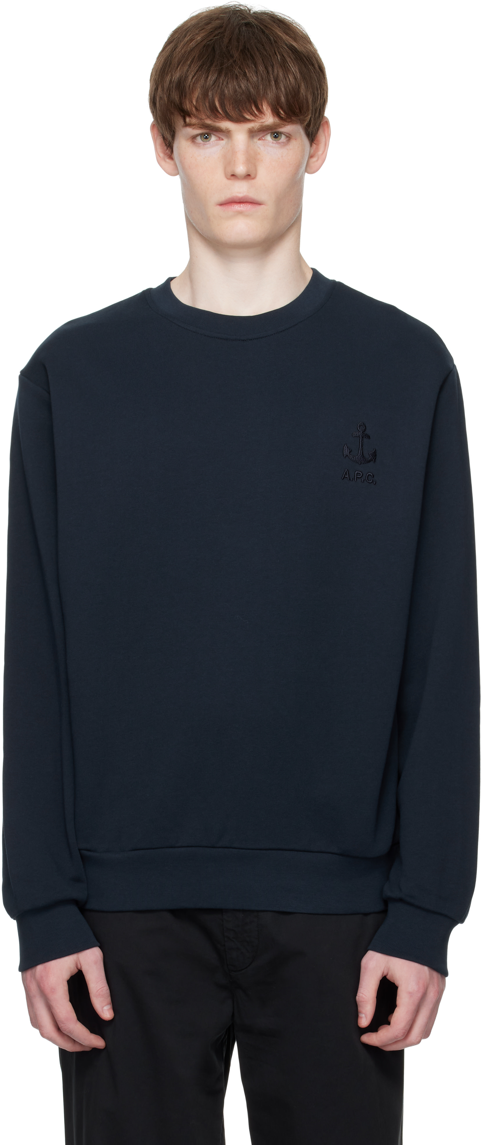 A.P.C. - Pull molletonné James bleu marine