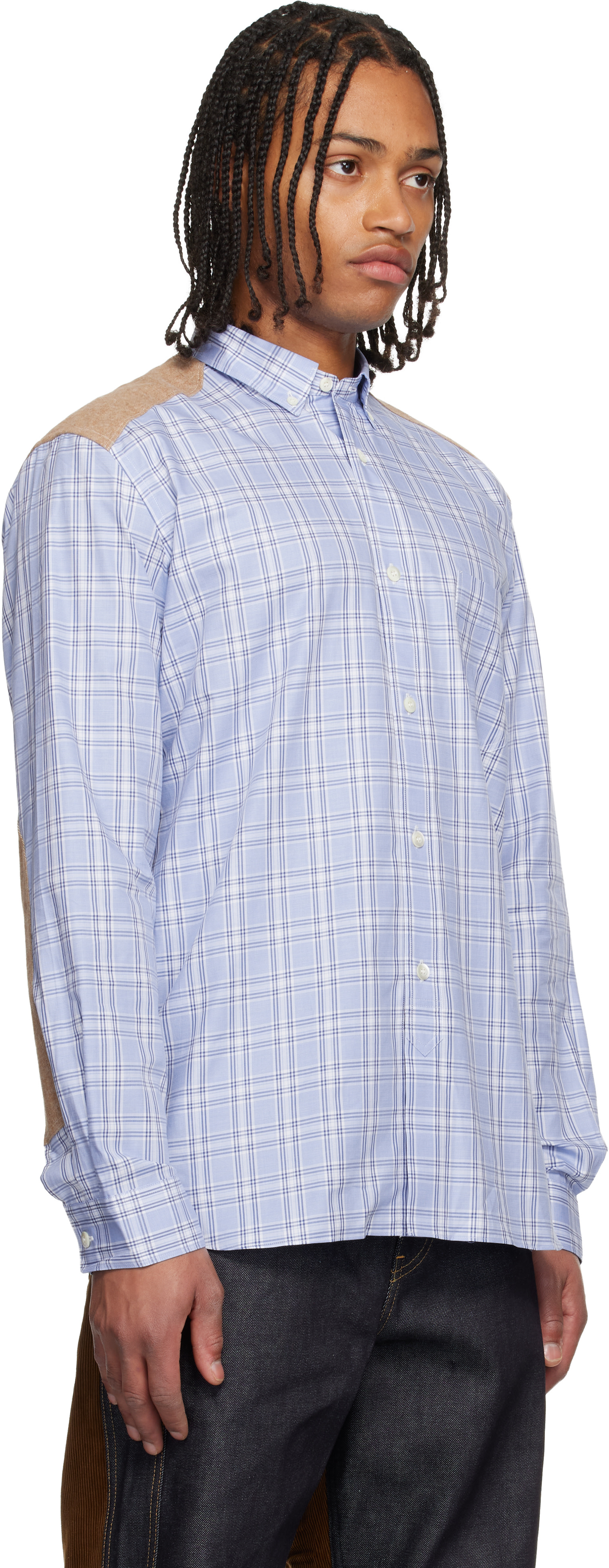 Junya Watanabe: Blue & Orange Quilted Shirt | SSENSE Junya Watanabe: Blue & Orange Quilted Shirt | SSENSE