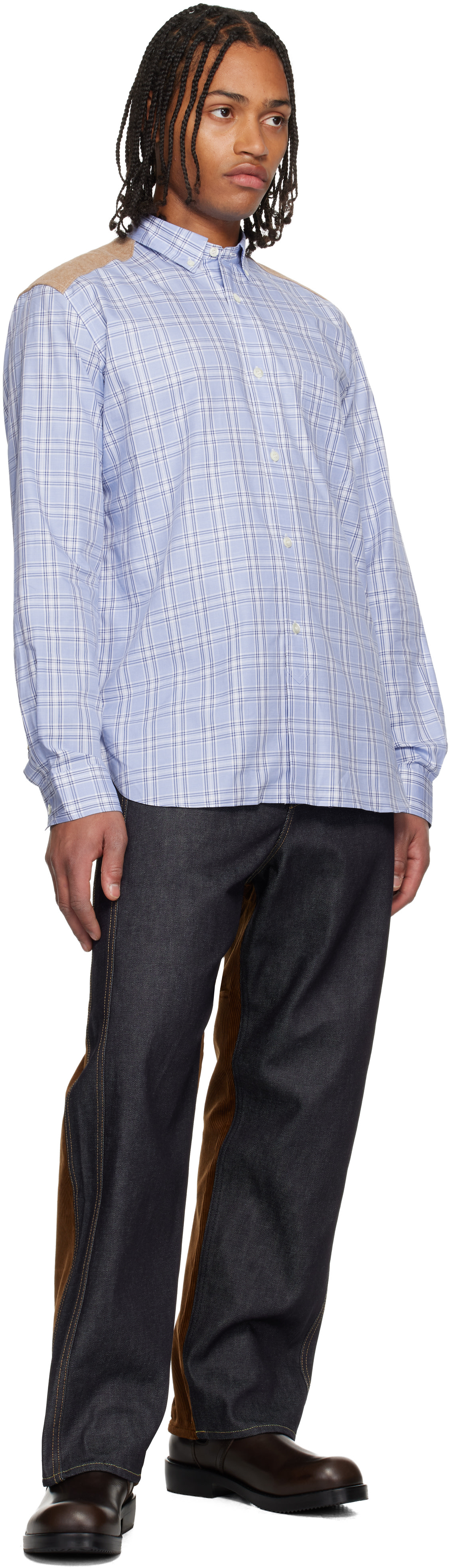 junya watanabe man 04ss アナーキーtシャツ　青レディース Junya Watanabe: Blue & Orange Quilted Shirt | SSENSE South Korea