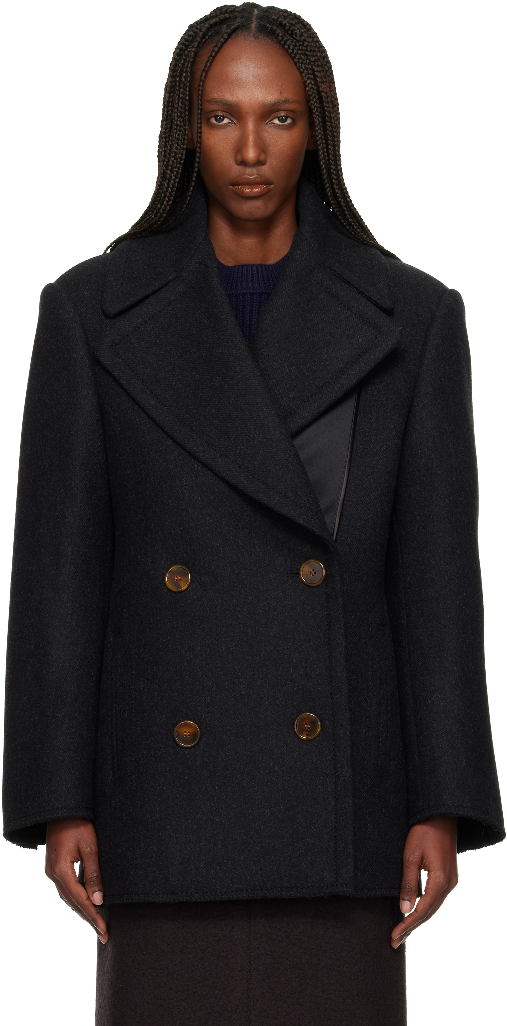 Lanvin - Caban gris en laine