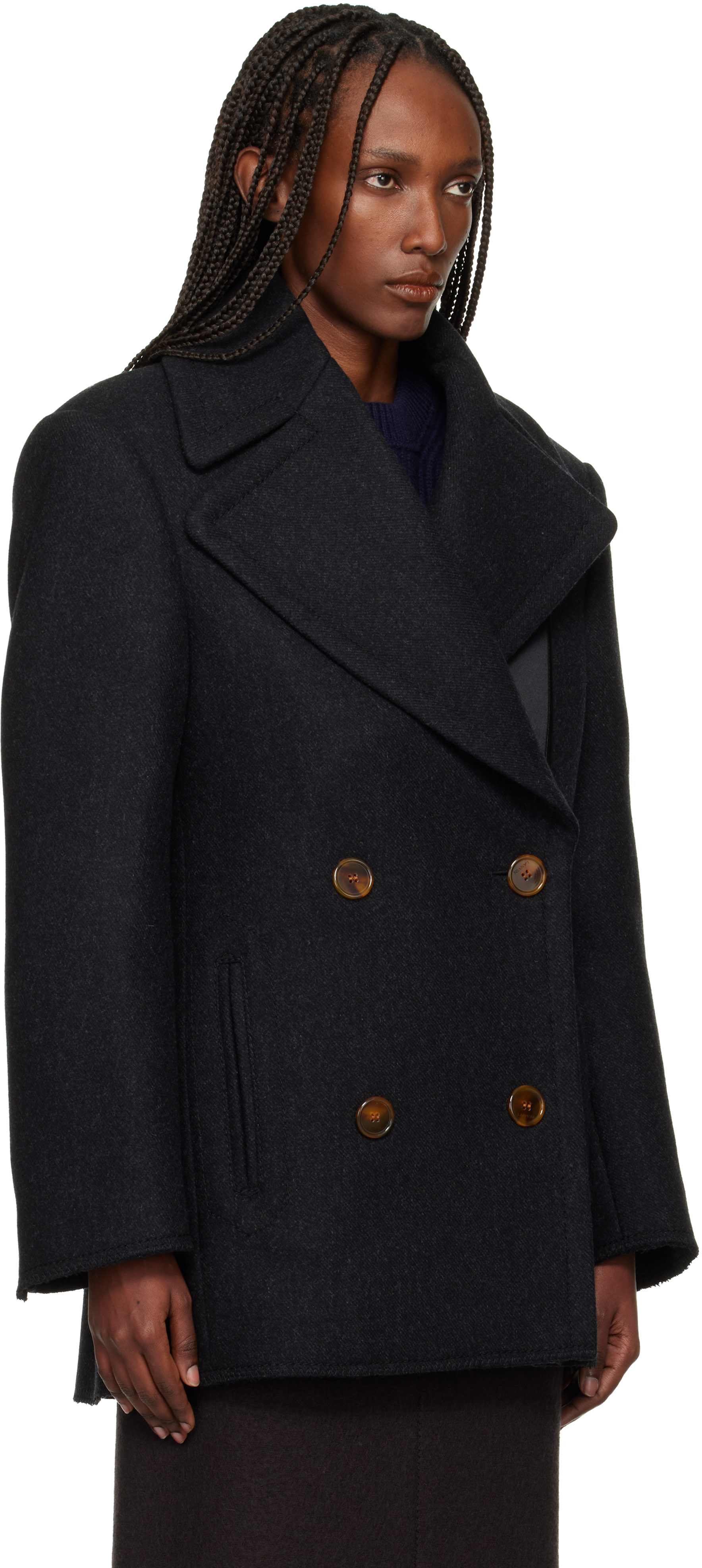 Lanvin - Caban gris en laine
