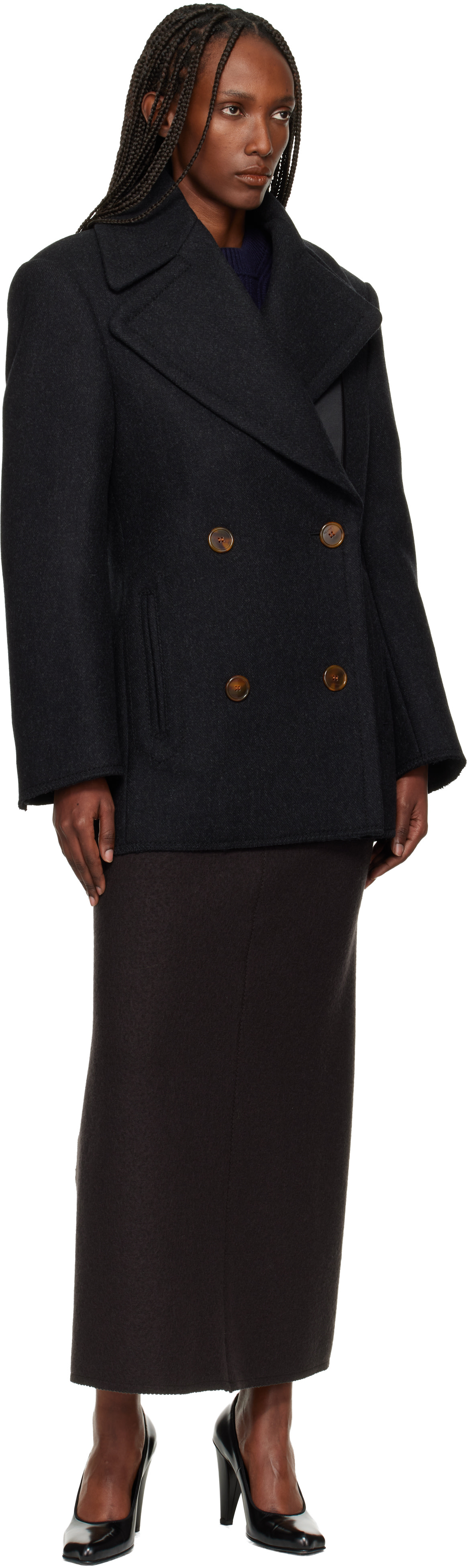 Lanvin - Caban gris en laine