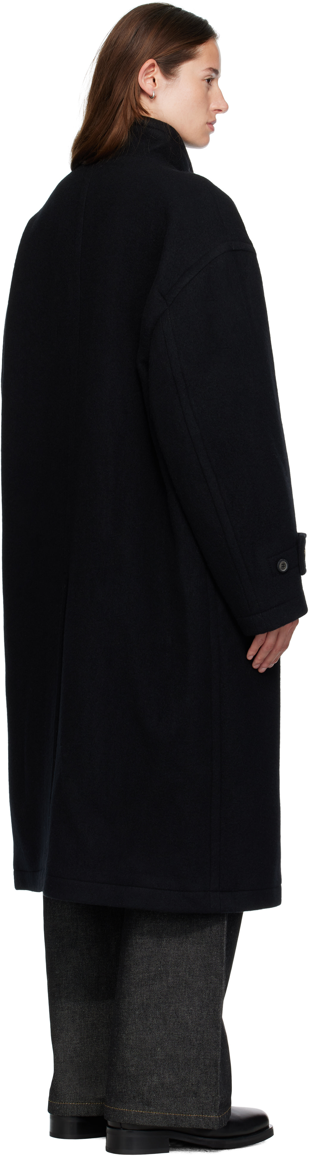 ジャケット・アウター Virgin Wool High-Neck Coat (Black) coor COOR: Black Virgin Wool High-Neck Coat | SSENSE Denmark
