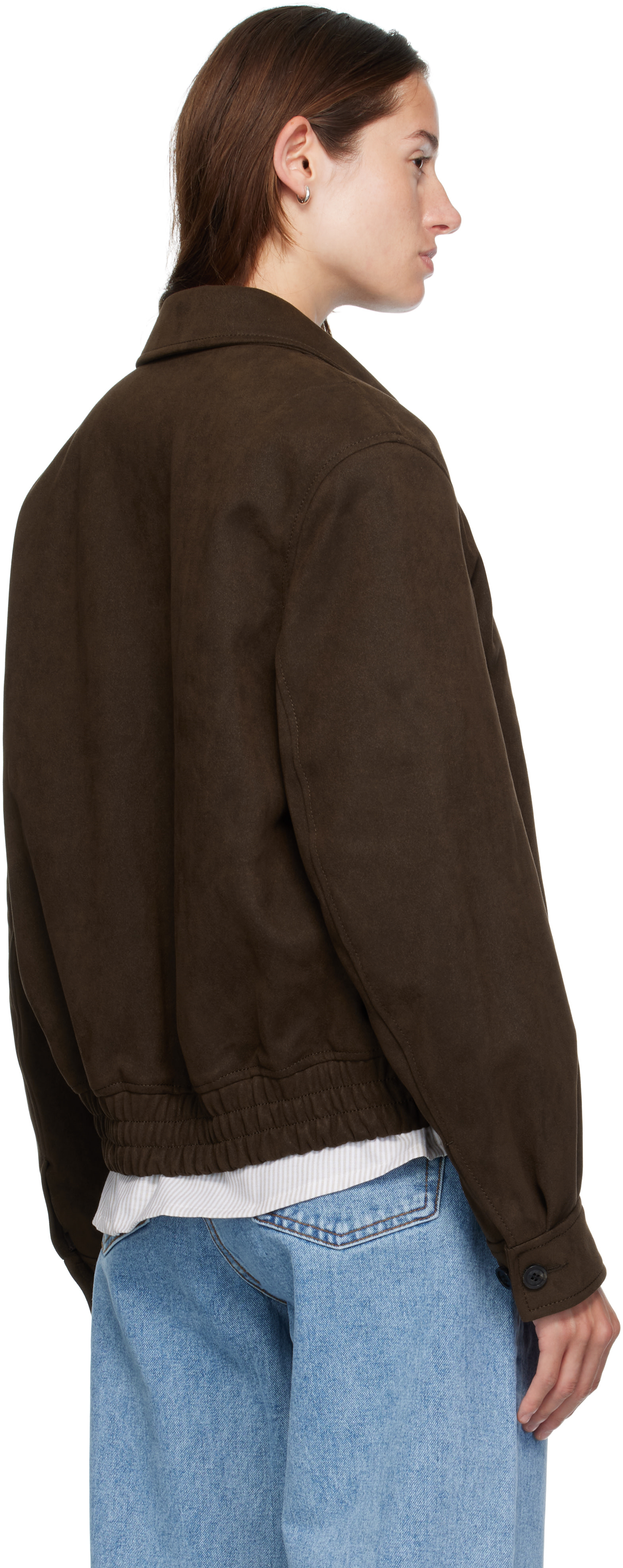 【BROWN】Padded suede swing top Quilted fake suede swing top jacket (Dark brown) - COOR