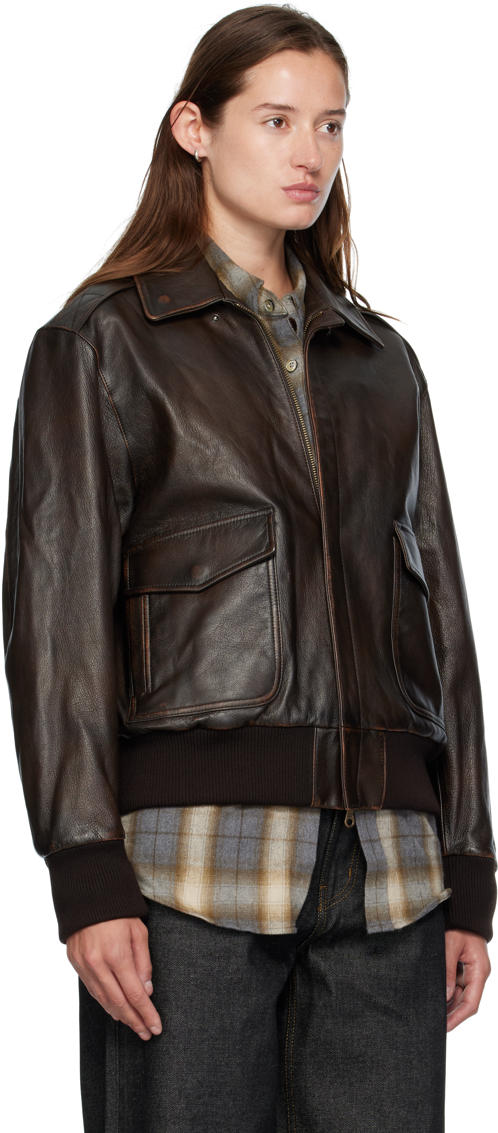 COOR: Brown A2 Leather Jacket | SSENSE