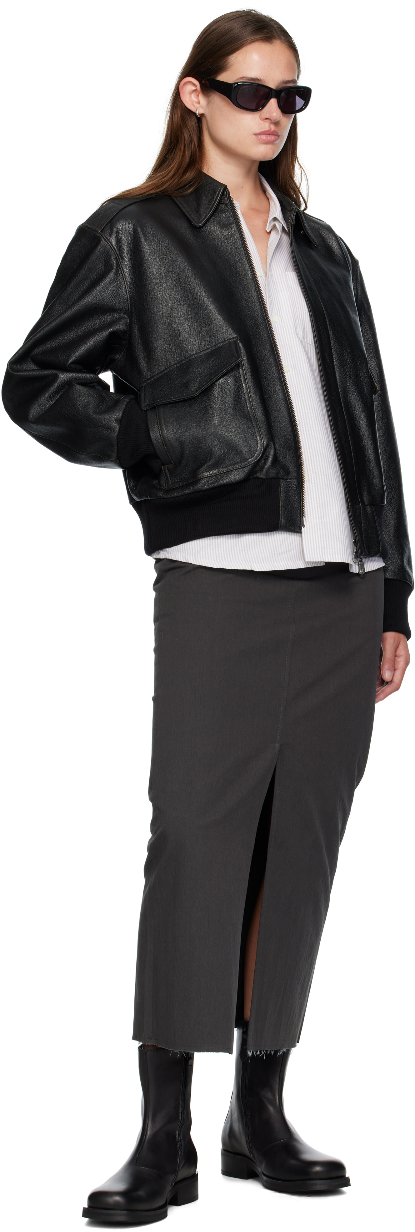 COOR: Black A2 Leather Jacket | SSENSE