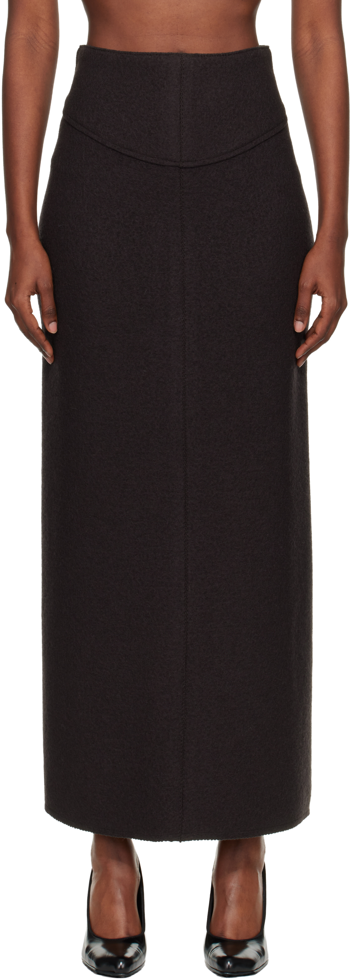 Lanvin - Jupe crayon longue brune