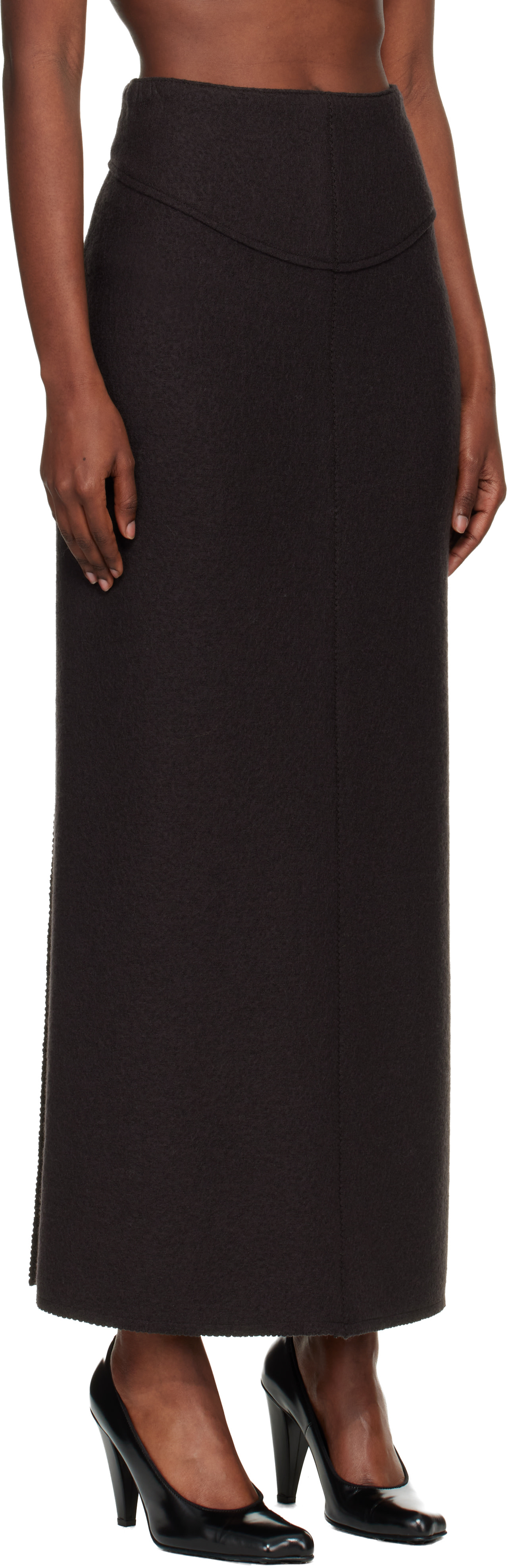 Lanvin - Jupe crayon longue brune
