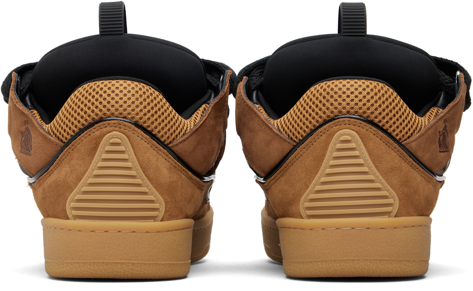 Lanvin: Tan & Black Curb Leather Sneakers | SSENSE