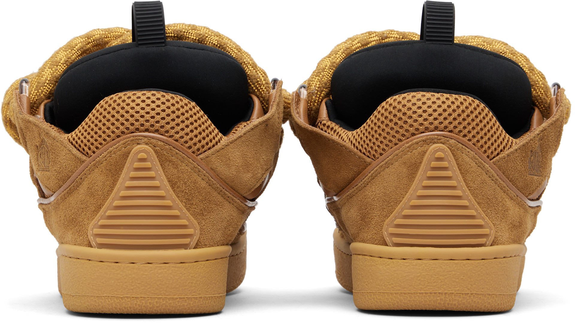 Lanvin: Tan Curb Leather With Snake Laces Sneakers | SSENSE