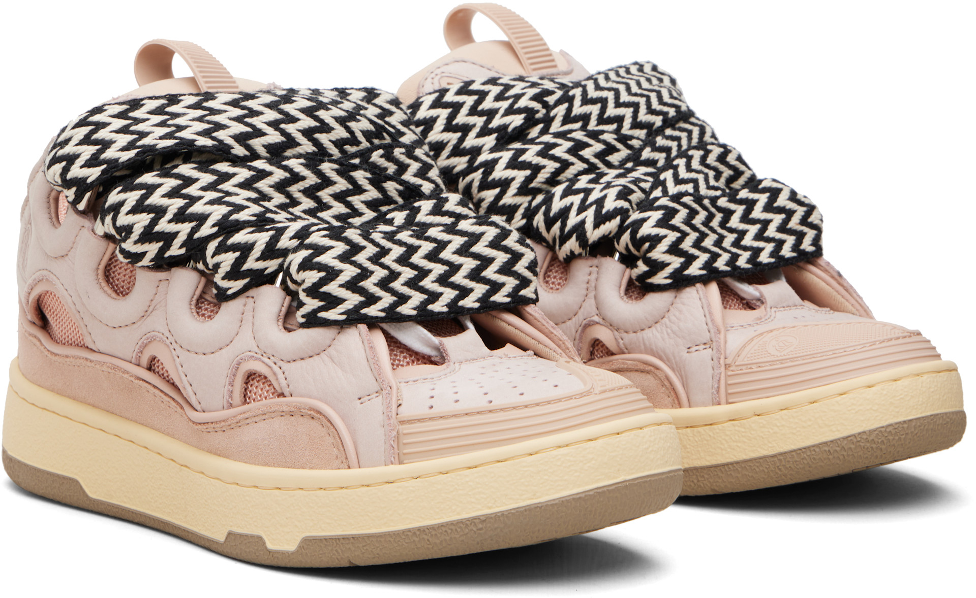 Lanvin - Baskets Curb roses en cuir