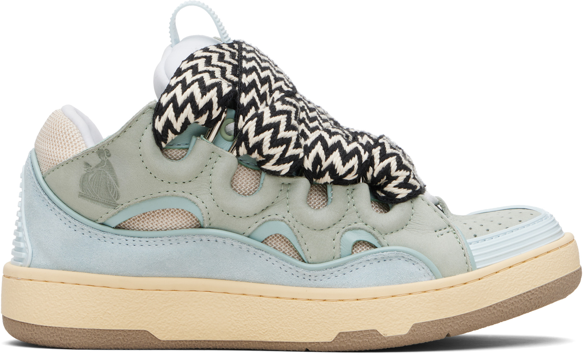 Lanvin - Baskets Curb vert et bleu en cuir