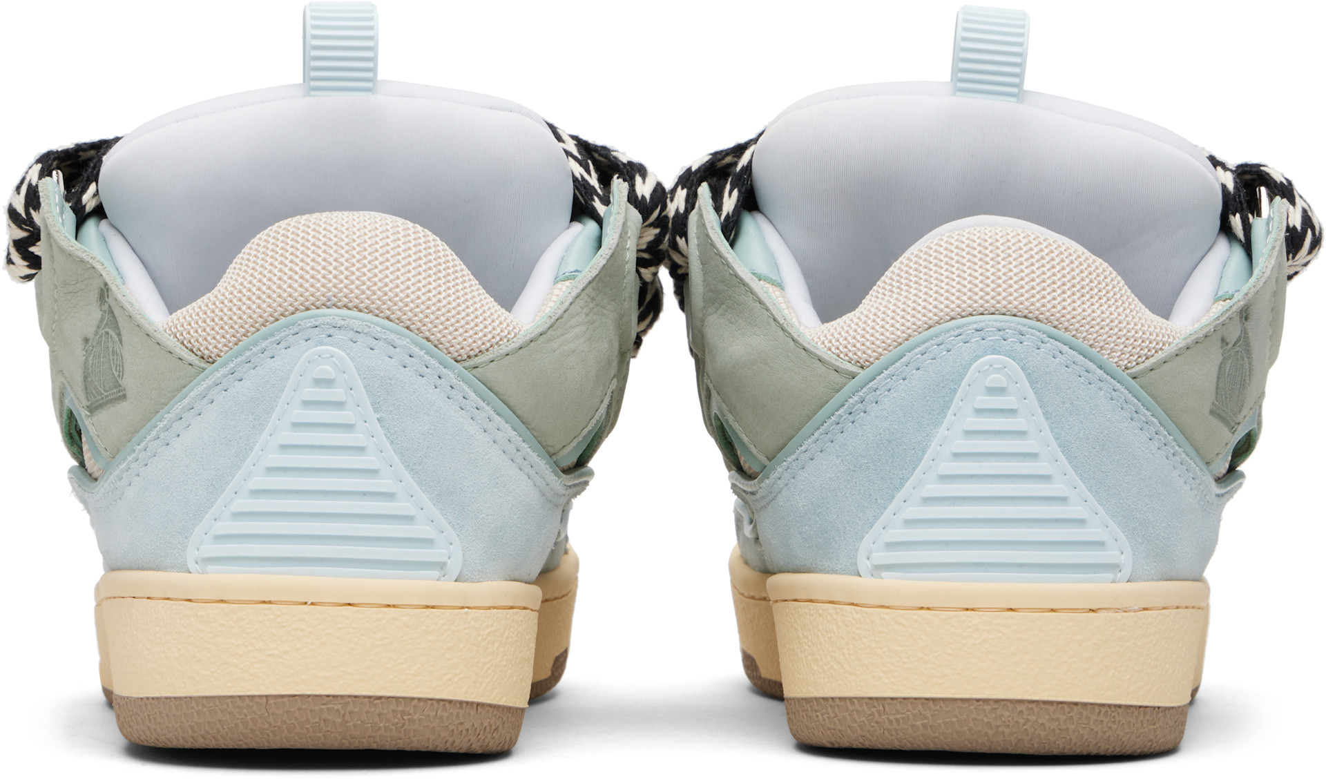 Lanvin: Green & Blue Leather Curb Sneakers | SSENSE