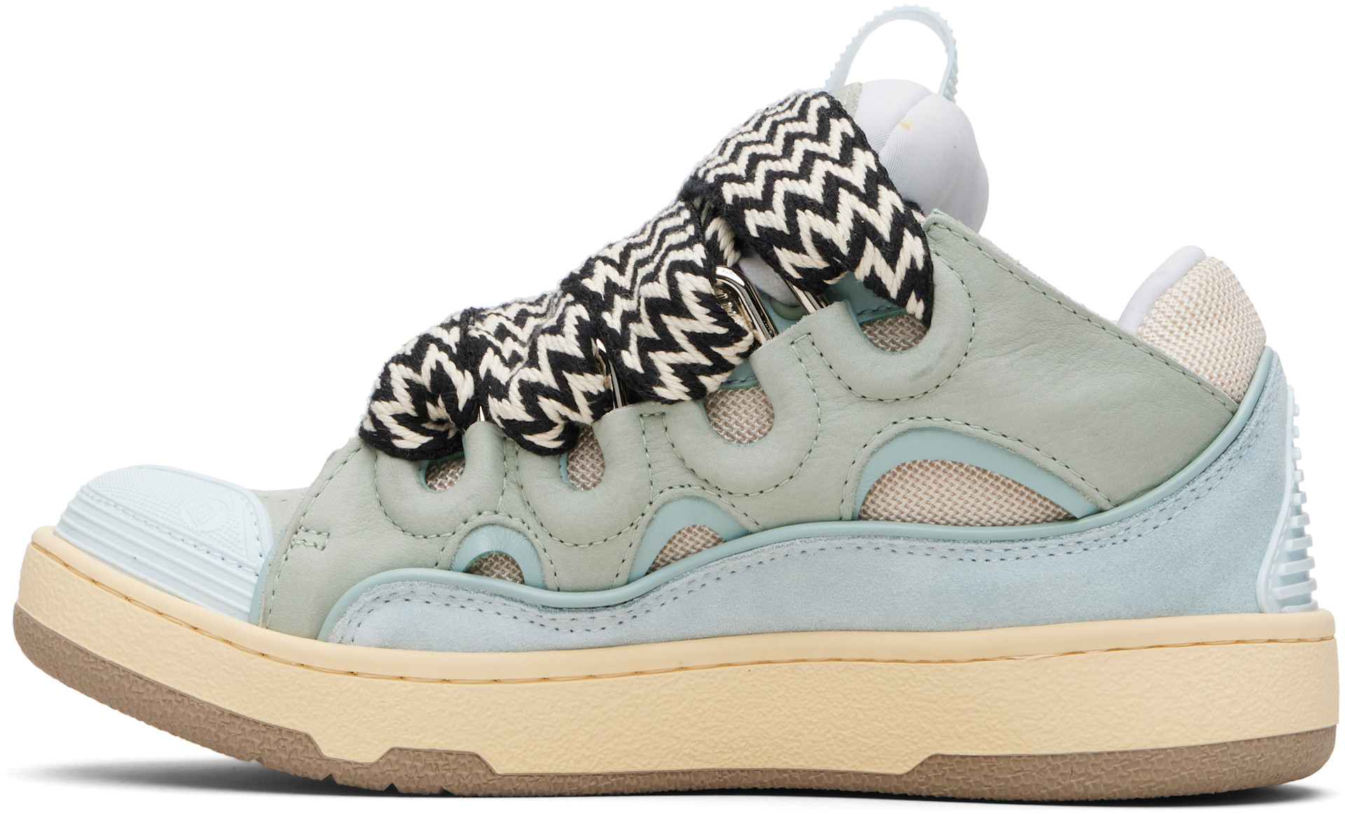 Lanvin - Baskets Curb vert et bleu en cuir