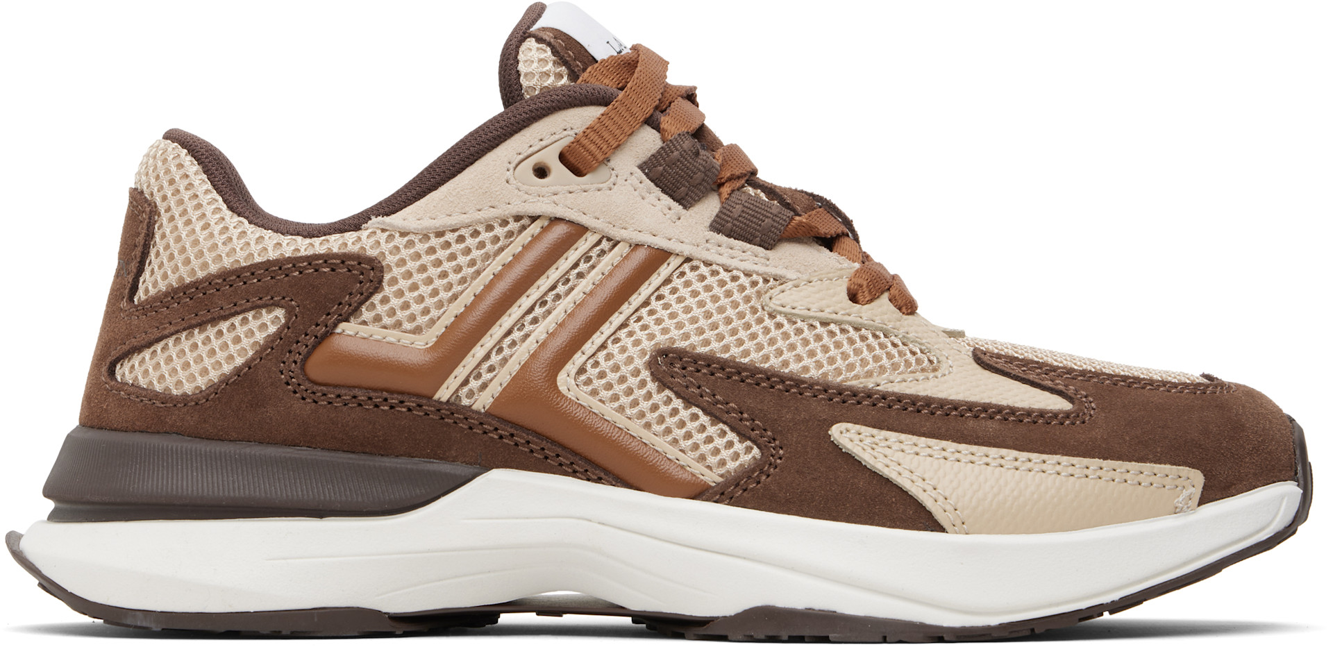 Lanvin - Baskets JLA beige et brun en filet