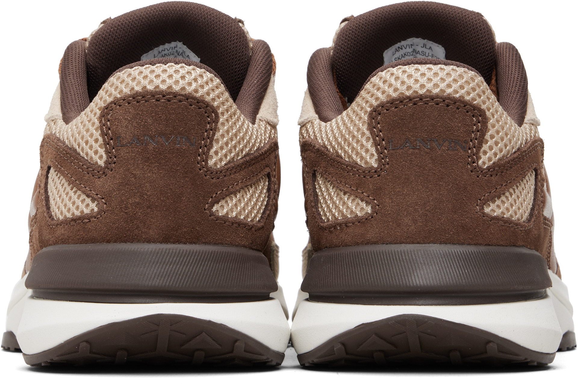 Lanvin - Baskets JLA beige et brun en filet