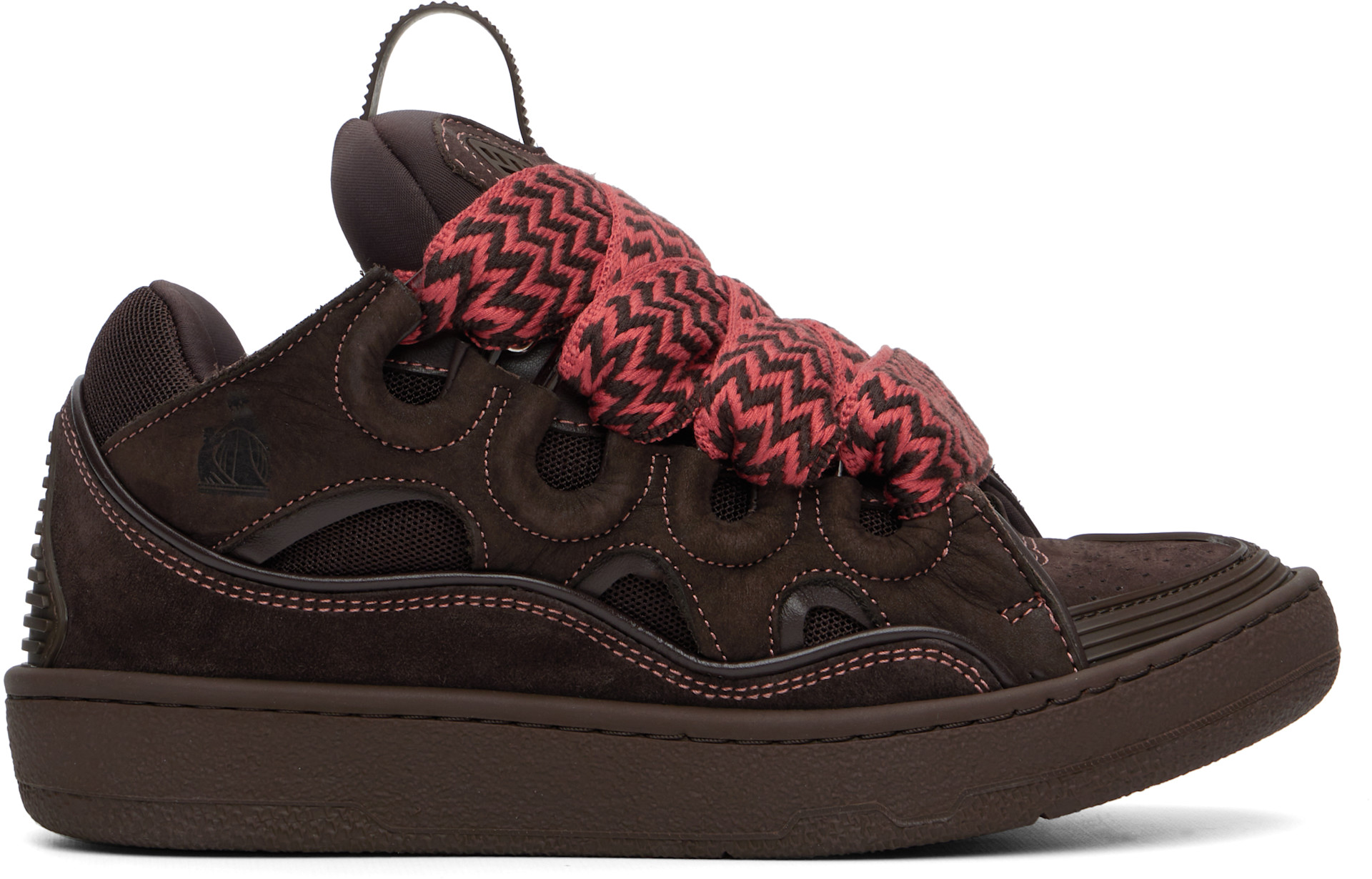 Lanvin: Brown Curb Leather Sneakers | SSENSE