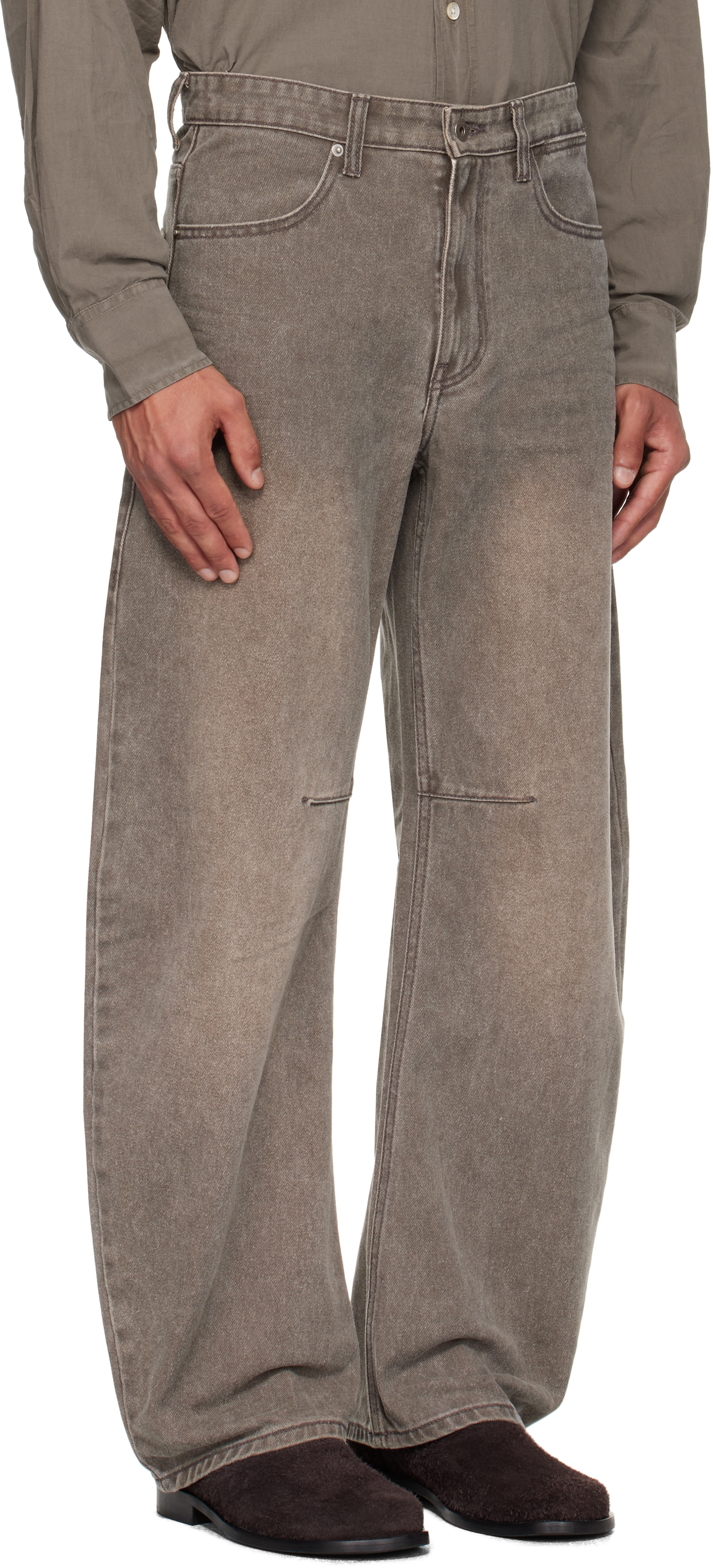 COOR - Gray Embossed Washed Jeans