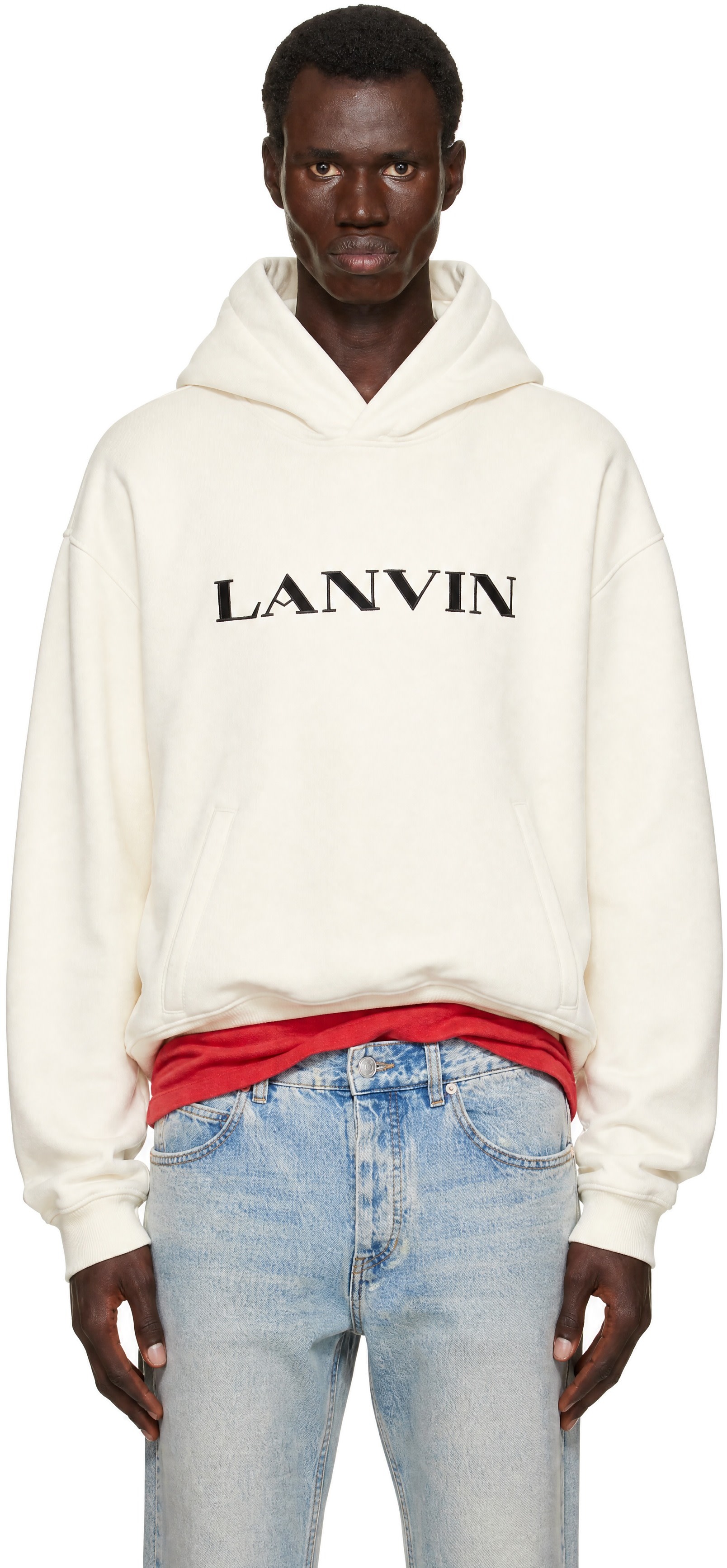 Lanvin - Off-White Embroidered Logo Hoodie