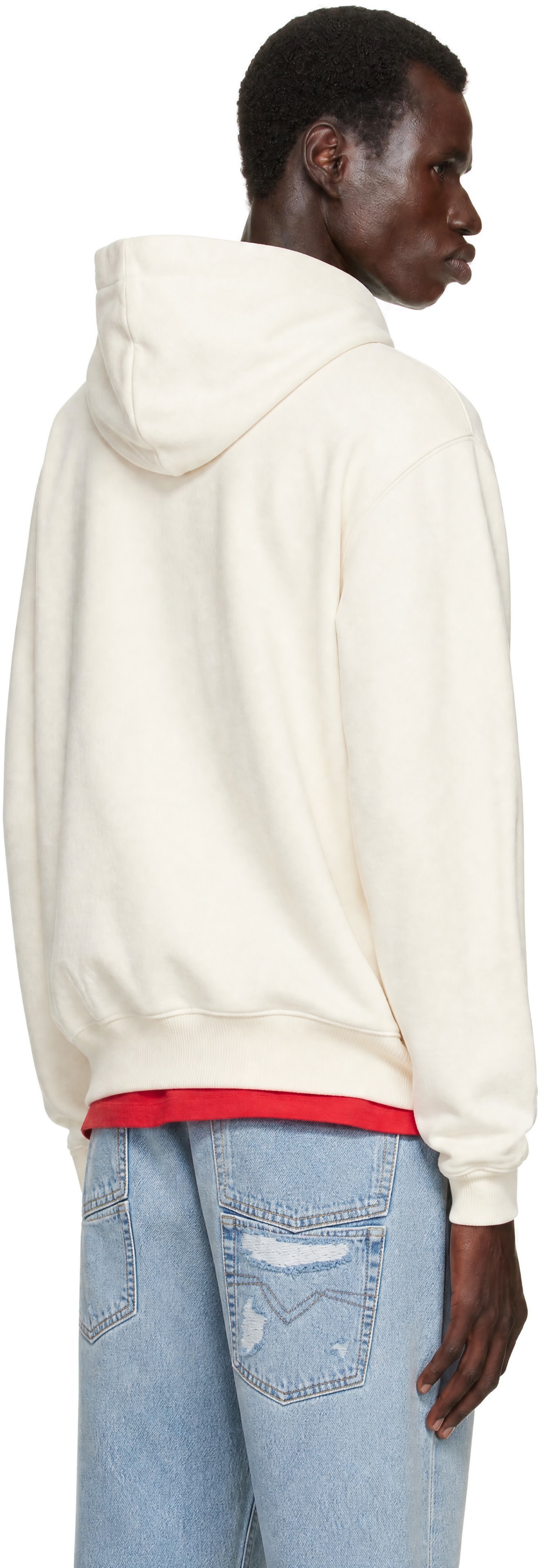 Lanvin - Pull à capuche blanc cassé à logo brodé