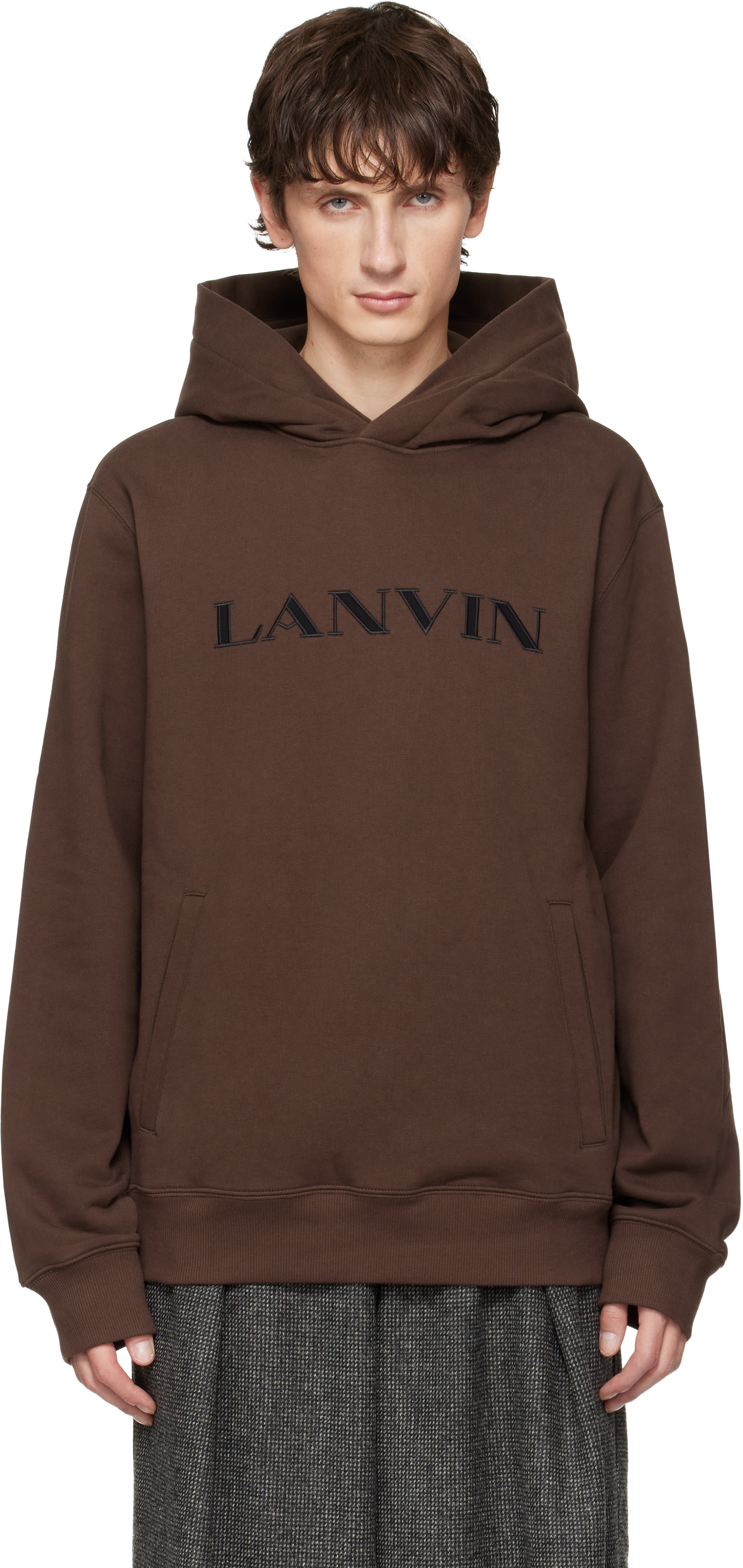 LANVIN PARIS ランバン モヘア ダブル セットアップ ブラウン Lanvin: Brown 'Lanvin' Embroidered Cotton Hoodie | SSENSE Hong