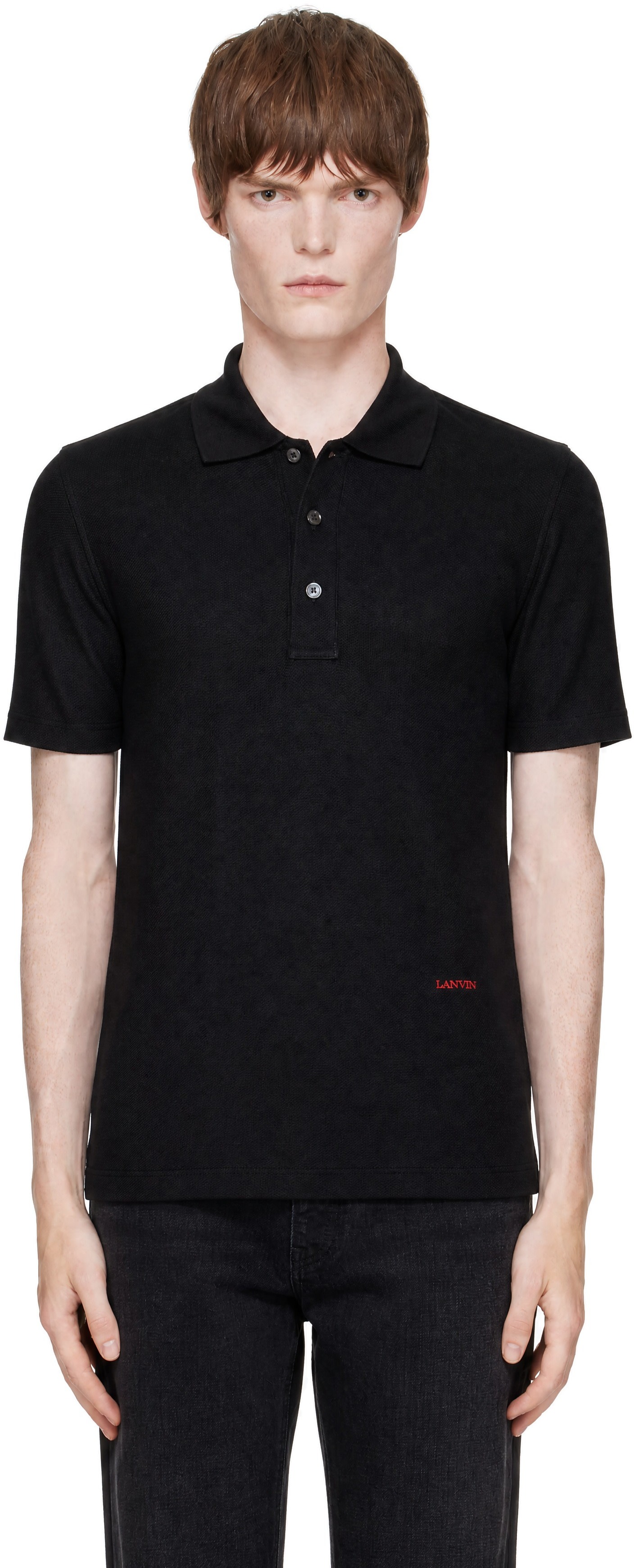 Lanvin - Black Cotton Piqué Polo