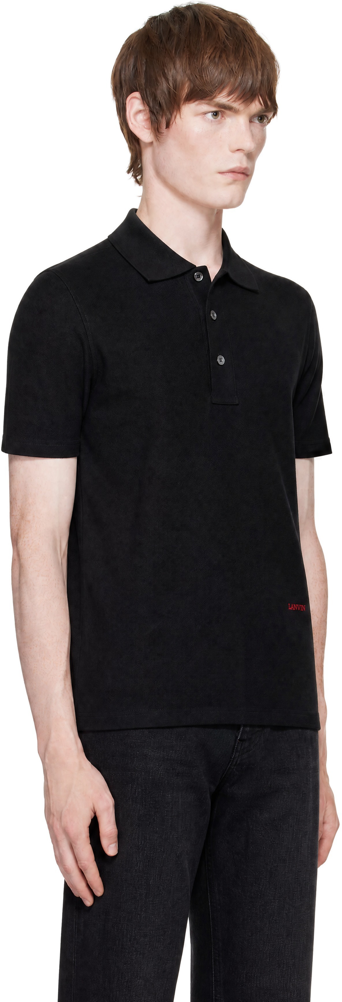 Lanvin - Black Cotton Piqué Polo