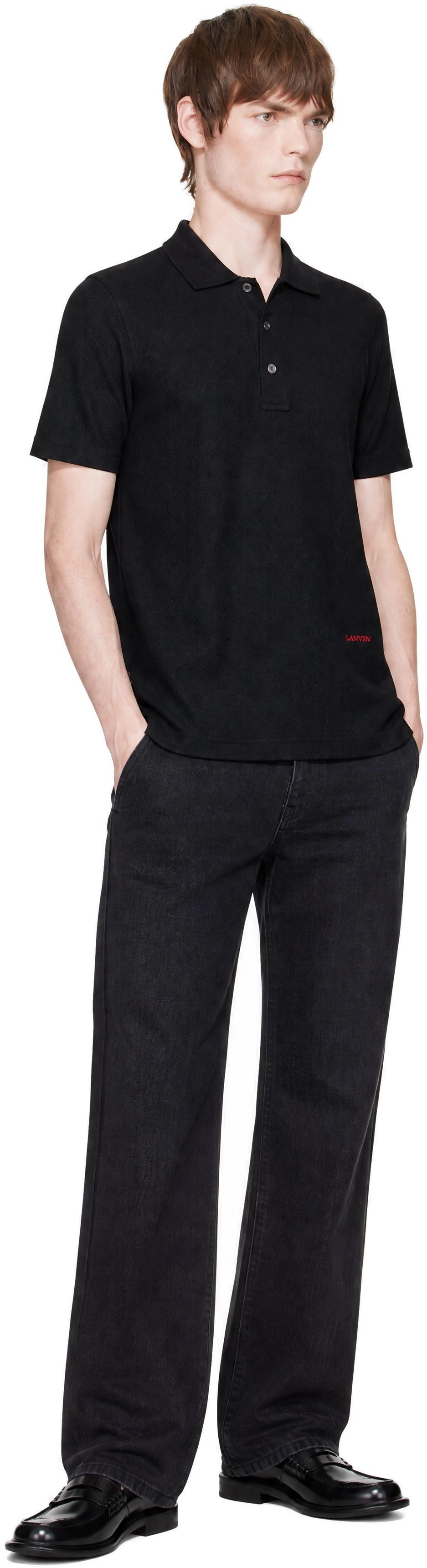 Lanvin - Black Cotton Piqué Polo