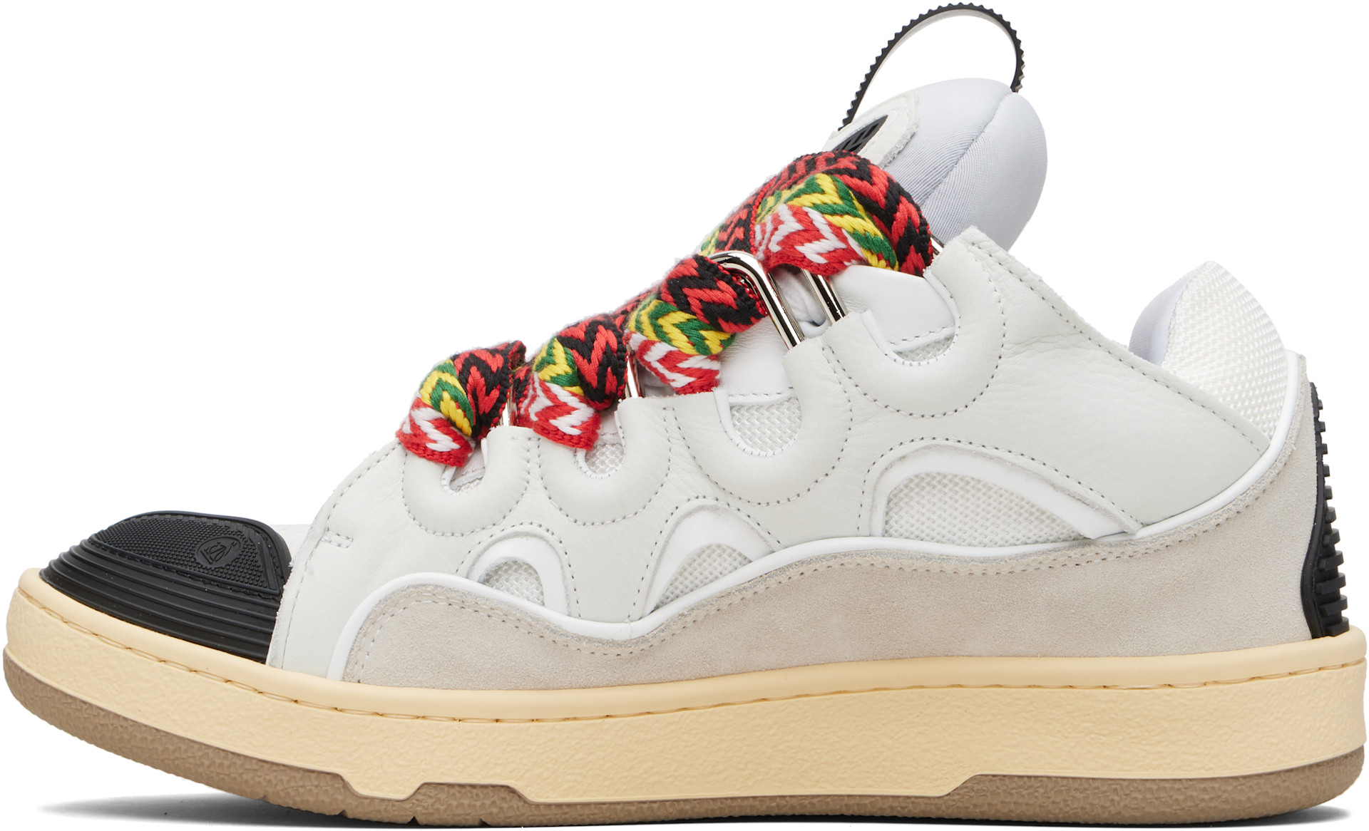Lanvin: Off-White & Black Leather Curb Sneakers | SSENSE Canada