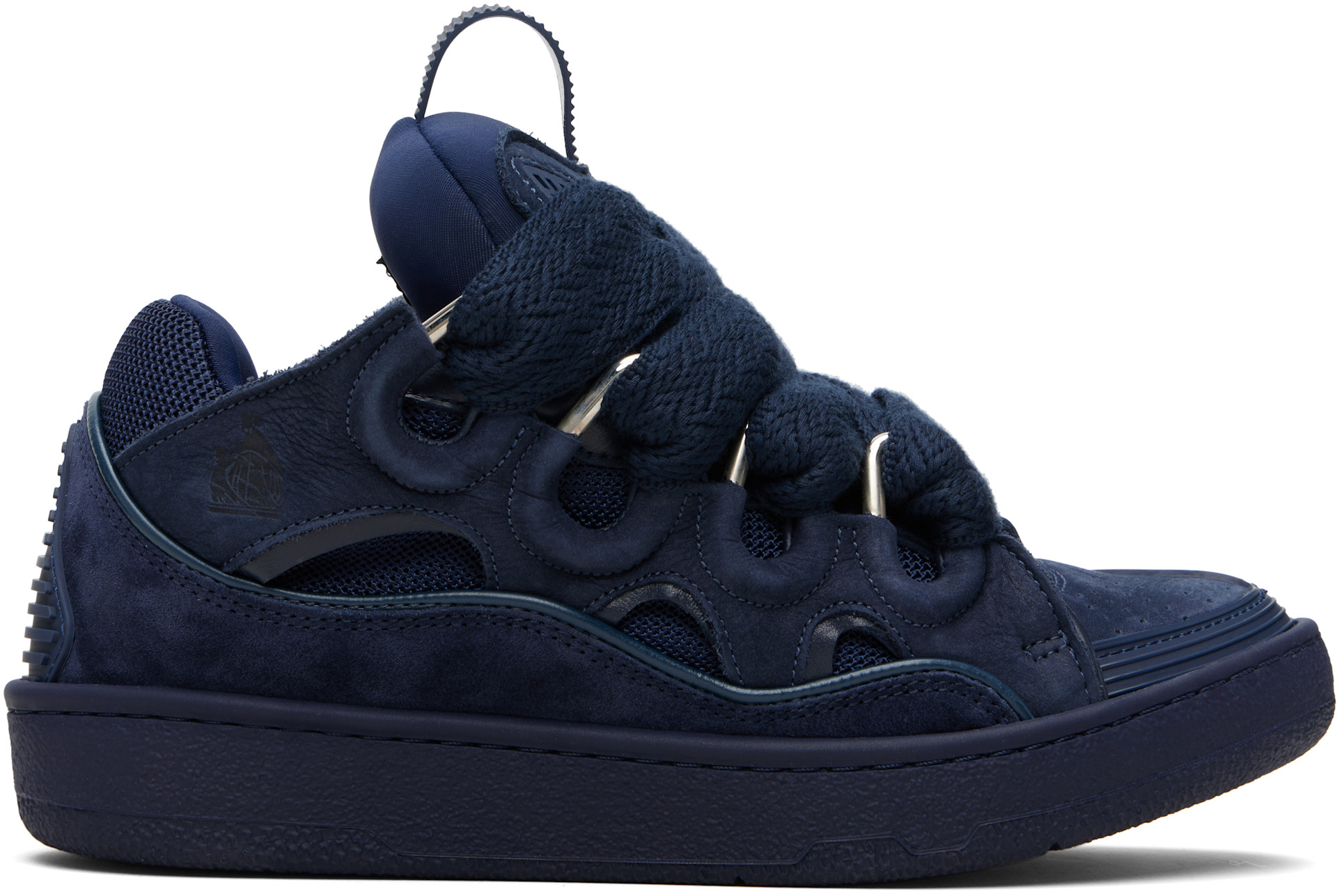 色はネイビー CARVEN Lanvin: Navy Leather Curb Sneakers | SSENSE