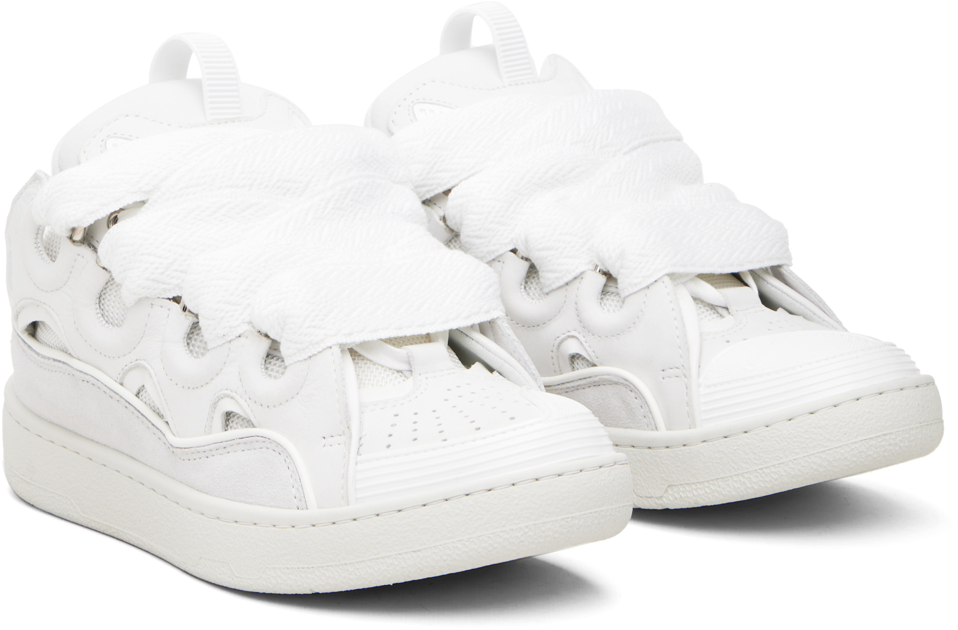 Lanvin: Off-White Leather Curb Sneakers | SSENSE