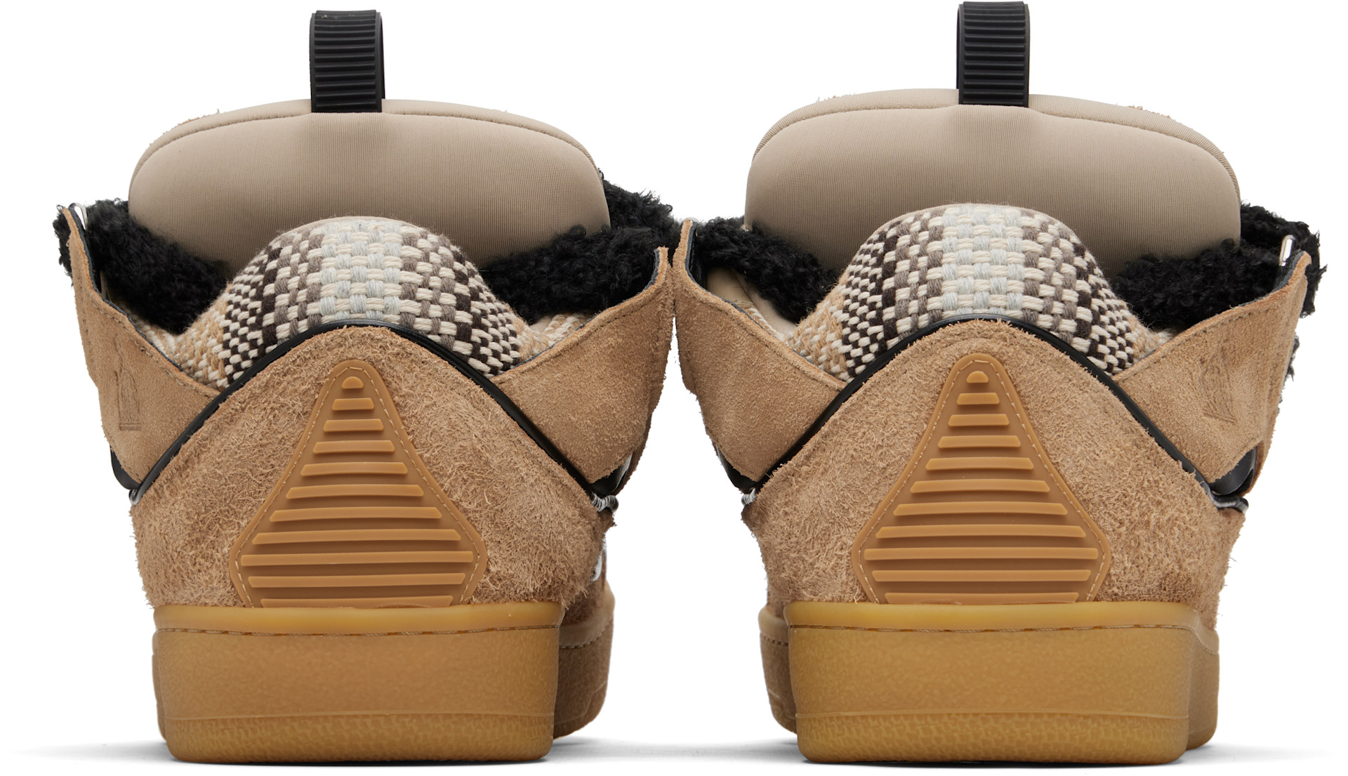 Lanvin: Beige Curb Suede Sneakers | SSENSE Lanvin: Beige Curb Suede Sneakers | SSENSE