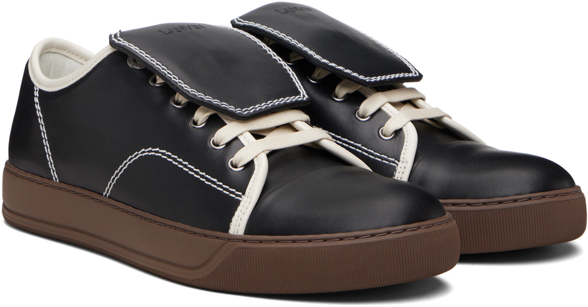 Lanvin: ブラック DBB1 レザー タン スニーカー | SSENSE 日本