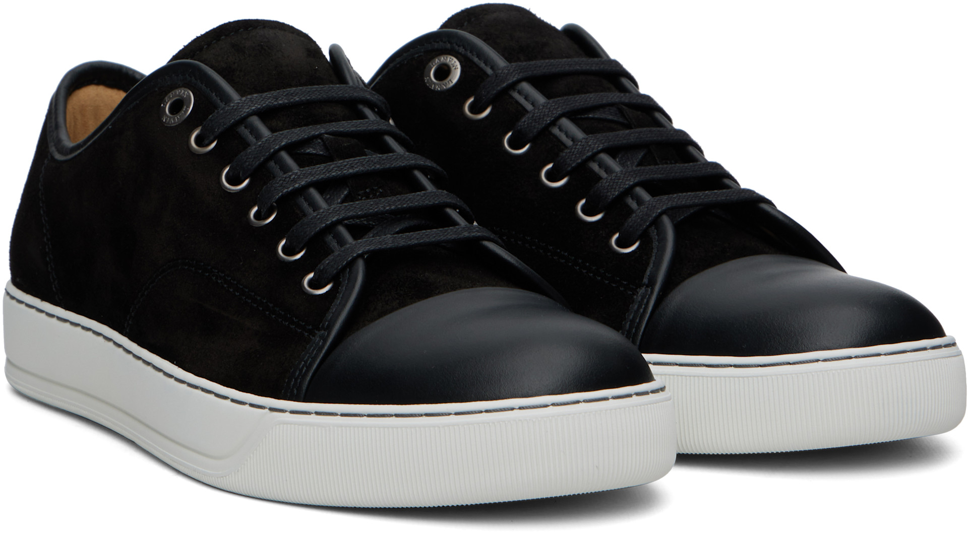 Lanvin: Black DBB1 Leather & Suede Sneakers | SSENSE Canada