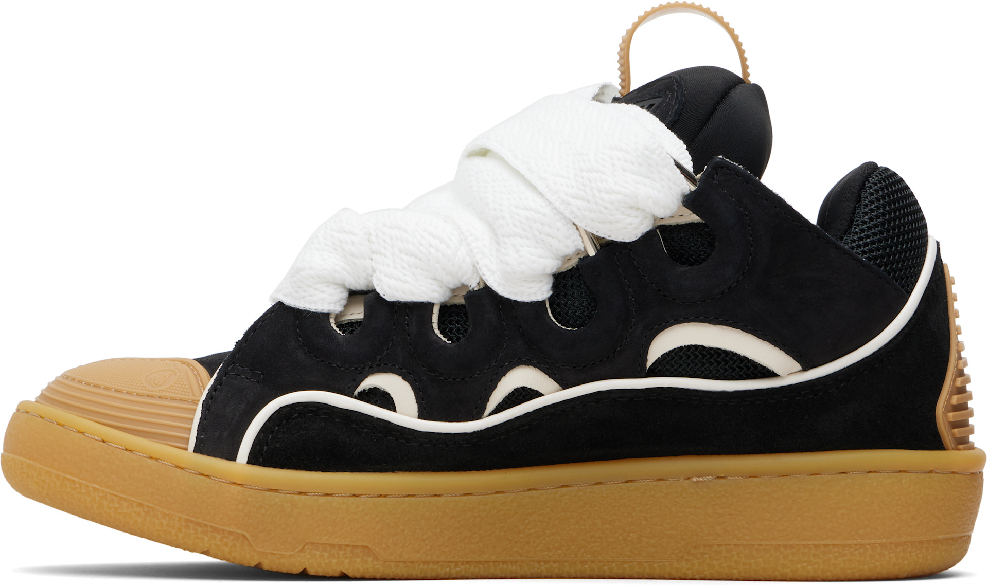 Lanvin: Black & Tan Curb Leather Sneakers | SSENSE