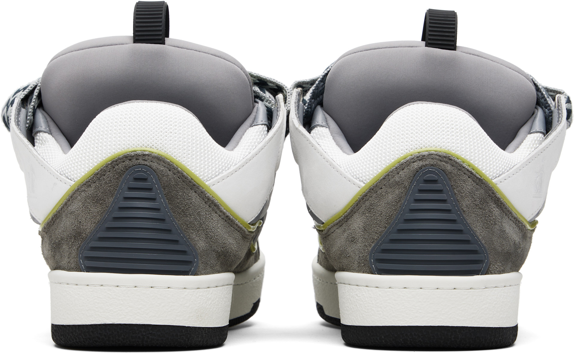 Lanvin: Off-White & Gray Curb Leather Sneakers | SSENSE