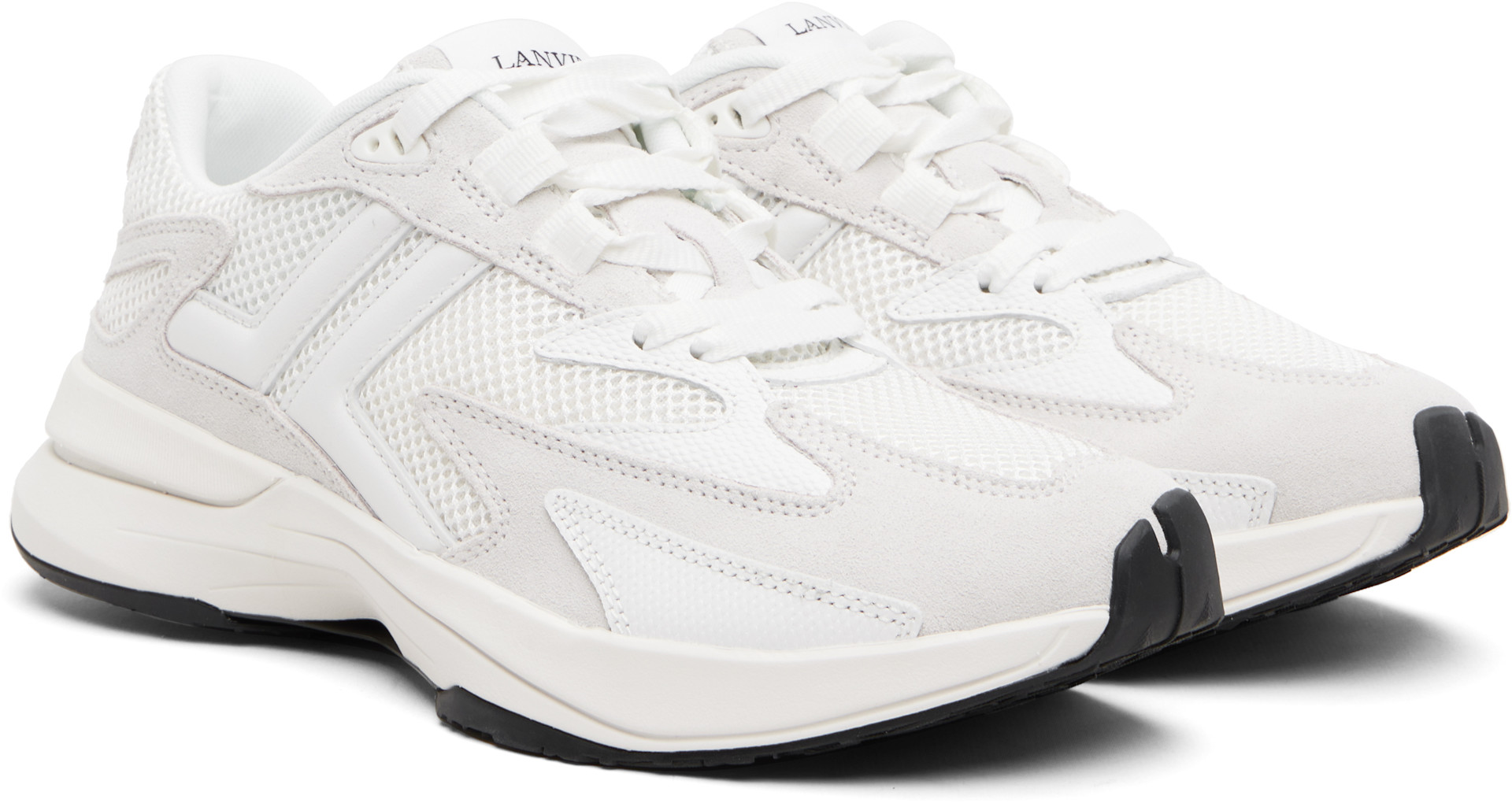 Lanvin - Baskets JLA blanc et gris en filet
