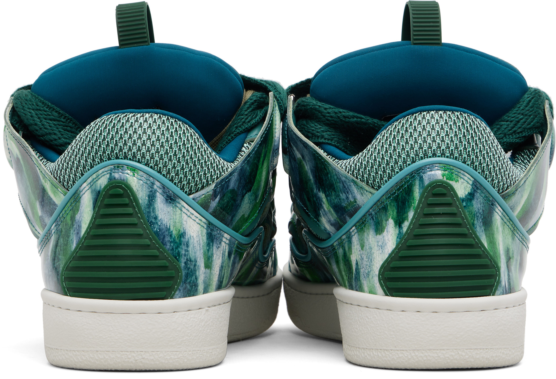 Lanvin: Green Curb Leather Sparkles Sneakers | SSENSE