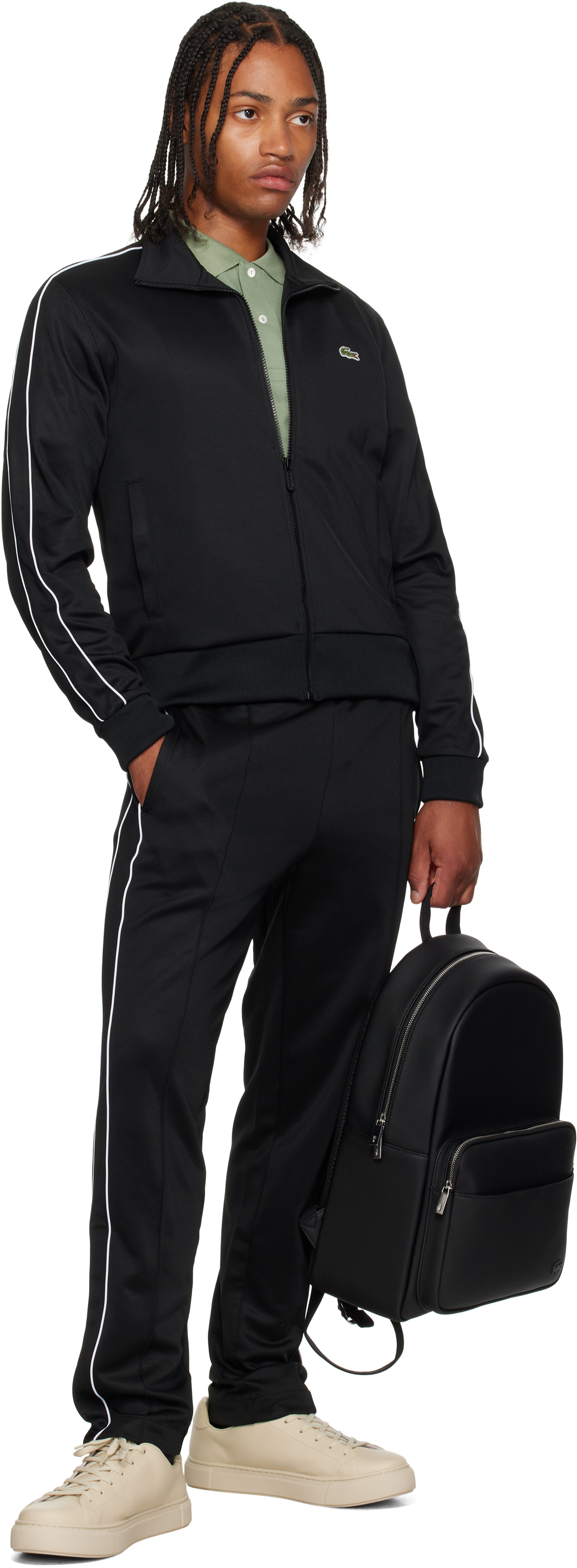 Lacoste: Black Classic Backpack | SSENSE Canada